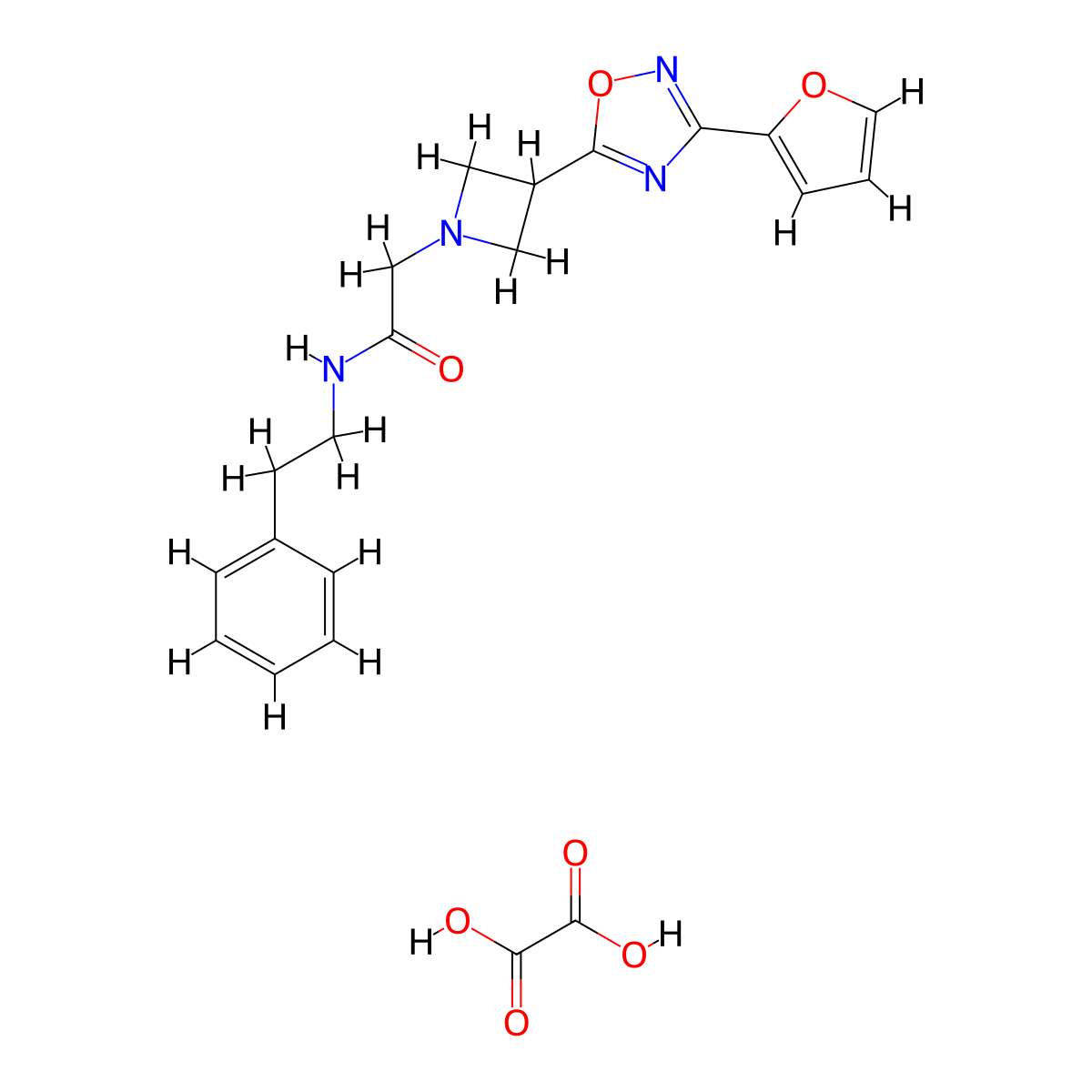 2-(3-(3-(furan-2-yl)-1,2,4-oxadiazol-5-yl)azetidin-1-yl)-N-phenethylacetamide oxalate molecular structure, CAS 1428348-33-7