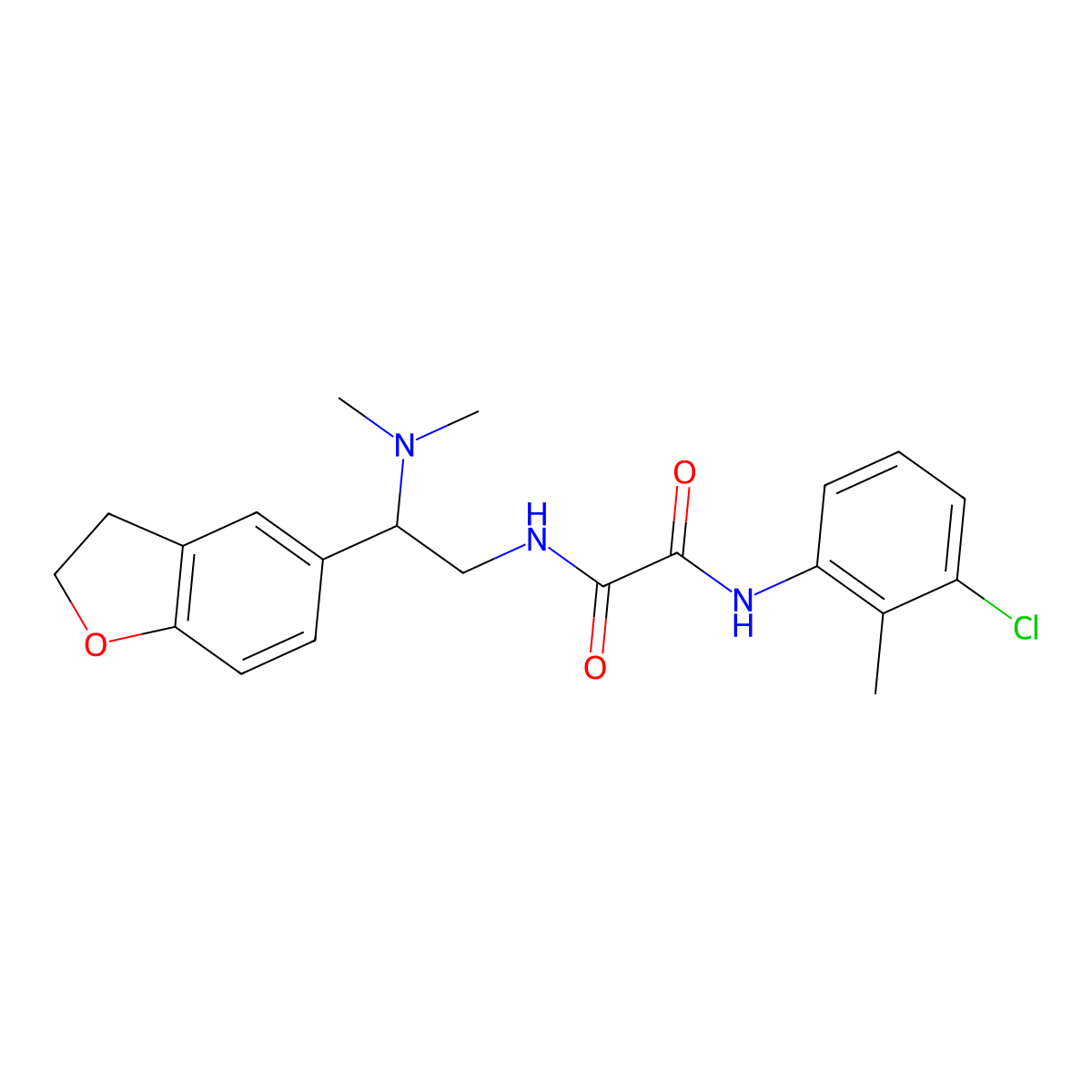 N1-(3-chloro-2-methylphenyl)-N2-(2-(2,3-dihydrobenzofuran-5-yl)-2-(dimethylamino)ethyl)oxalamide molecular structure, CAS 1428348-34-8