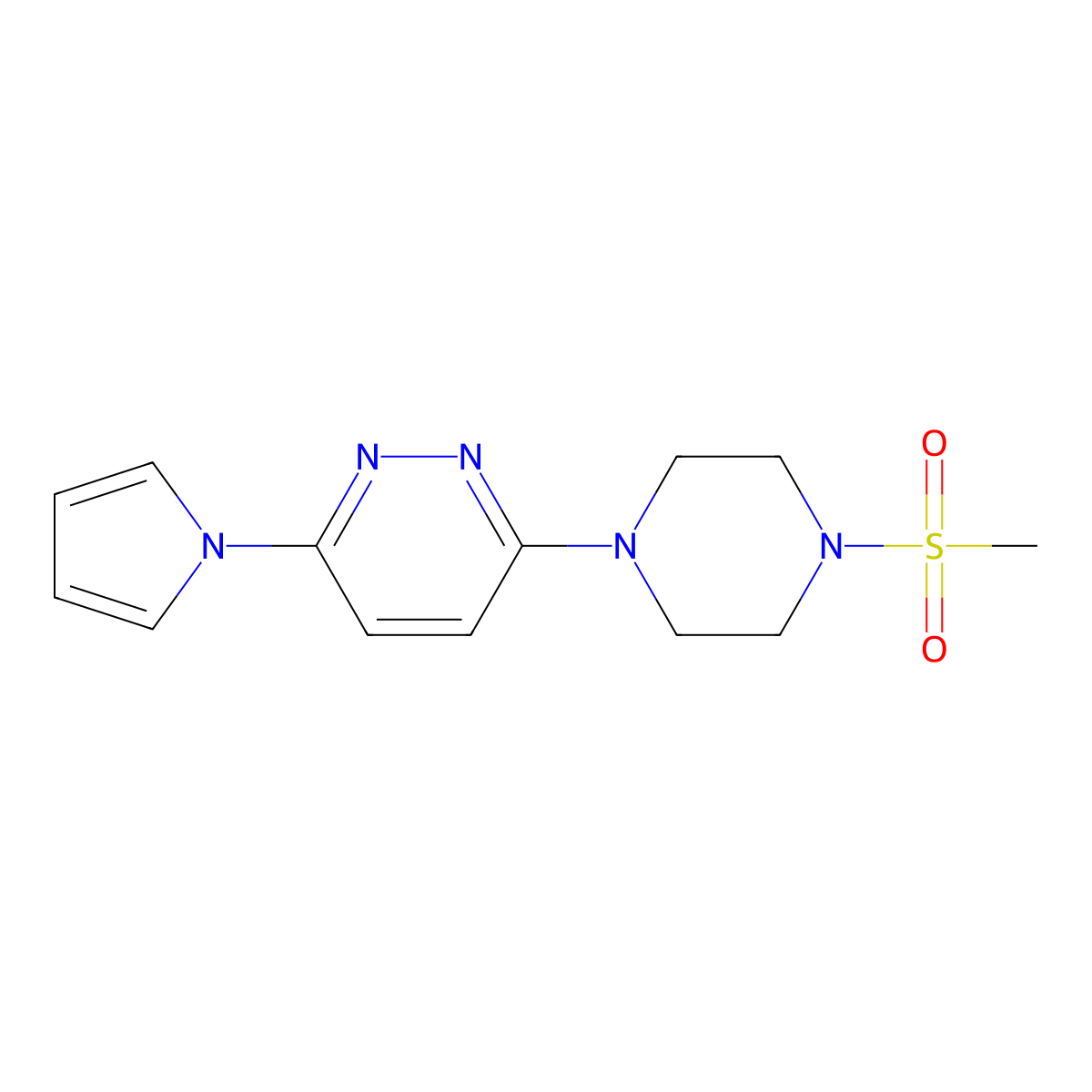 3-(4-(methylsulfonyl)piperazin-1-yl)-6-(1H-pyrrol-1-yl)pyridazine molecular structure, CAS 1428348-36-0