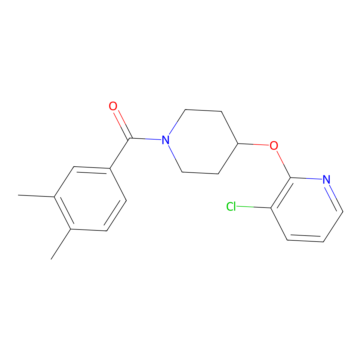 (4-((3-Chloropyridin-2-yl)oxy)piperidin-1-yl)(3,4-dimethylphenyl)methanone molecular structure, CAS 1428348-42-8