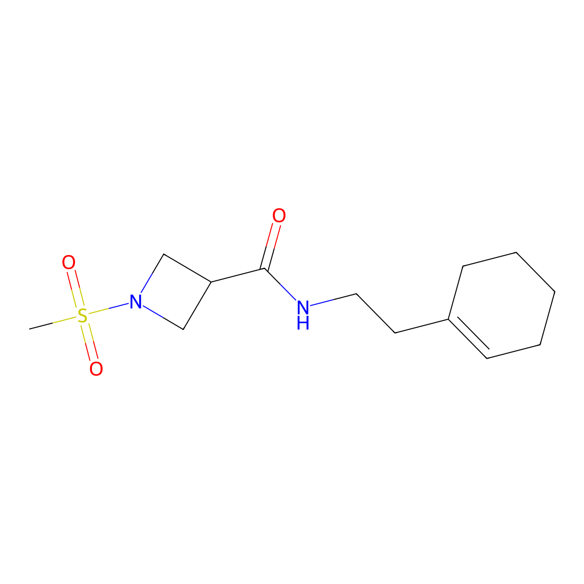 N-(2-(cyclohex-1-en-1-yl)ethyl)-1-(methylsulfonyl)azetidine-3-carboxamide molecular structure, CAS 1428348-57-5