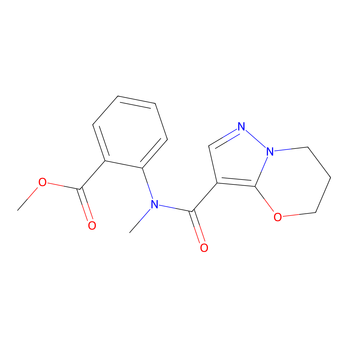 methyl 2-(N-methyl-6,7-dihydro-5H-pyrazolo[5,1-b][1,3]oxazine-3-carboxamido)benzoate molecular structure, CAS 1428348-64-4