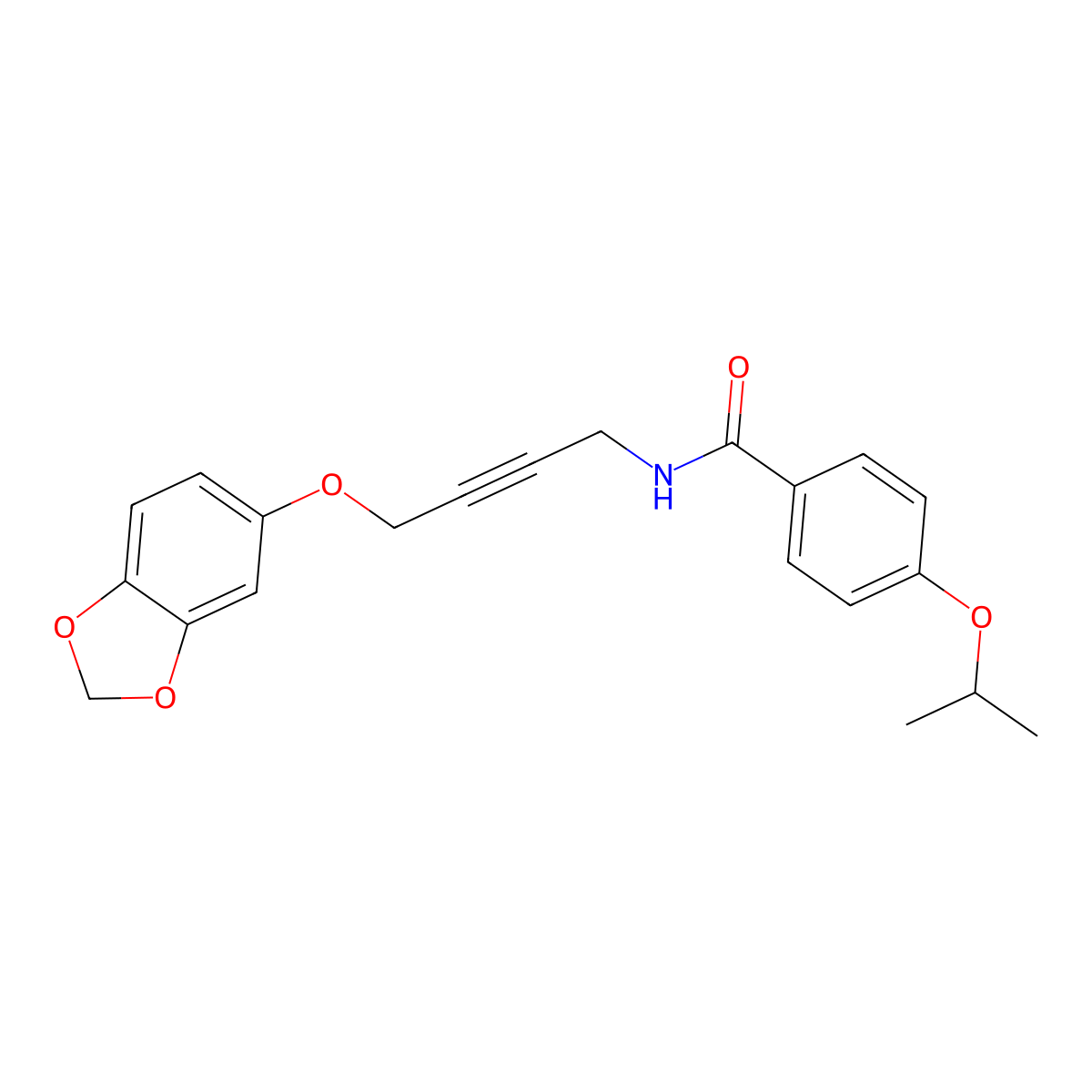 N-(4-(benzo[d][1,3]dioxol-5-yloxy)but-2-yn-1-yl)-4-isopropoxybenzamide molecular structure, CAS 1428348-65-5
