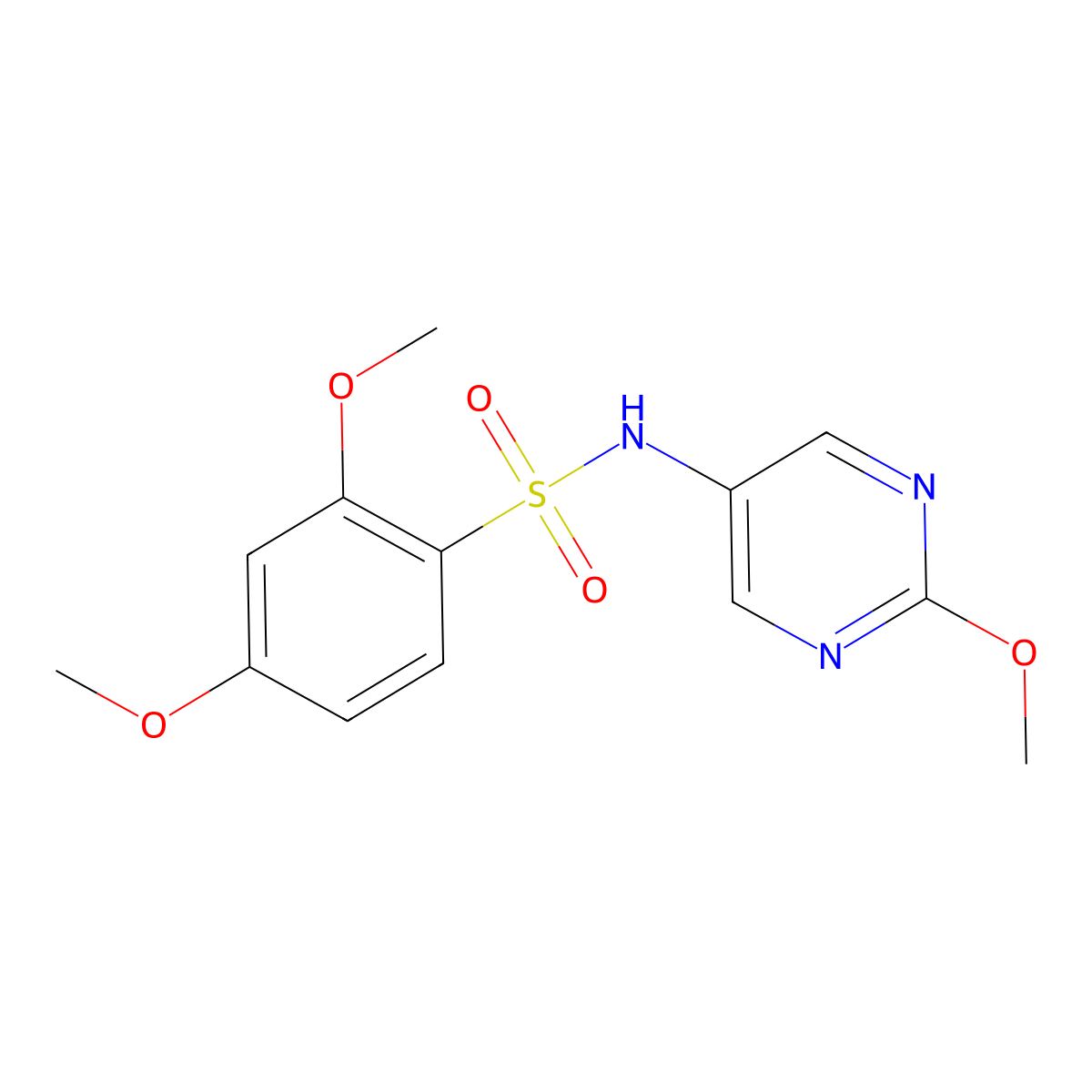 2,4-dimethoxy-N-(2-methoxypyrimidin-5-yl)benzenesulfonamide molecular structure, CAS 1428348-67-7