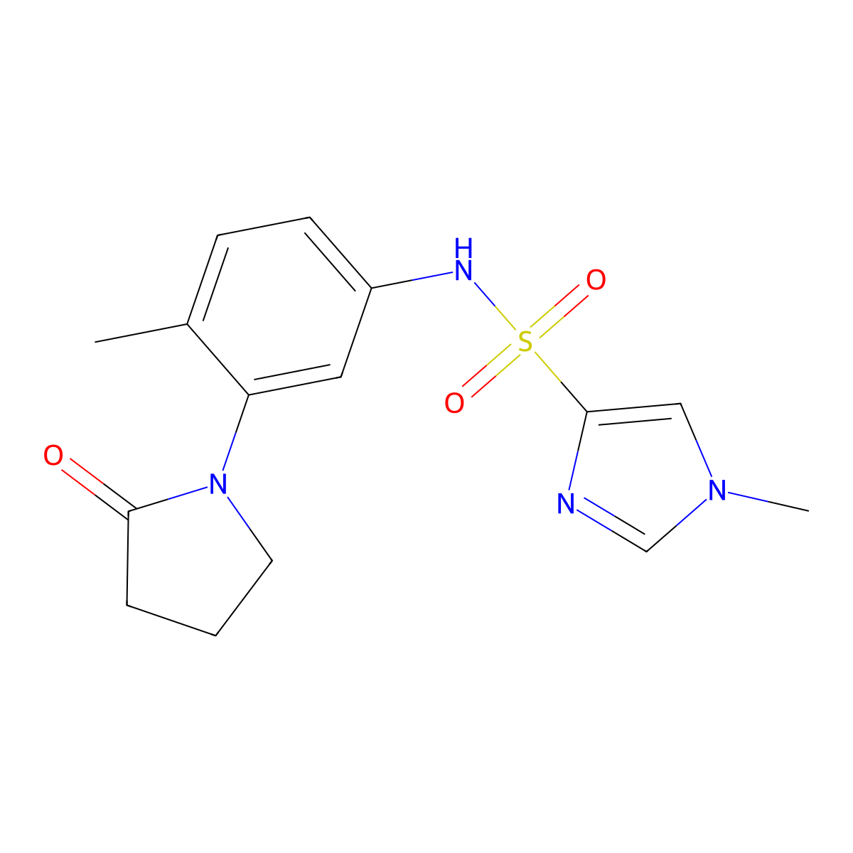 1-methyl-N-(4-methyl-3-(2-oxopyrrolidin-1-yl)phenyl)-1H-imidazole-4-sulfonamide molecular structure, CAS 1428348-73-5