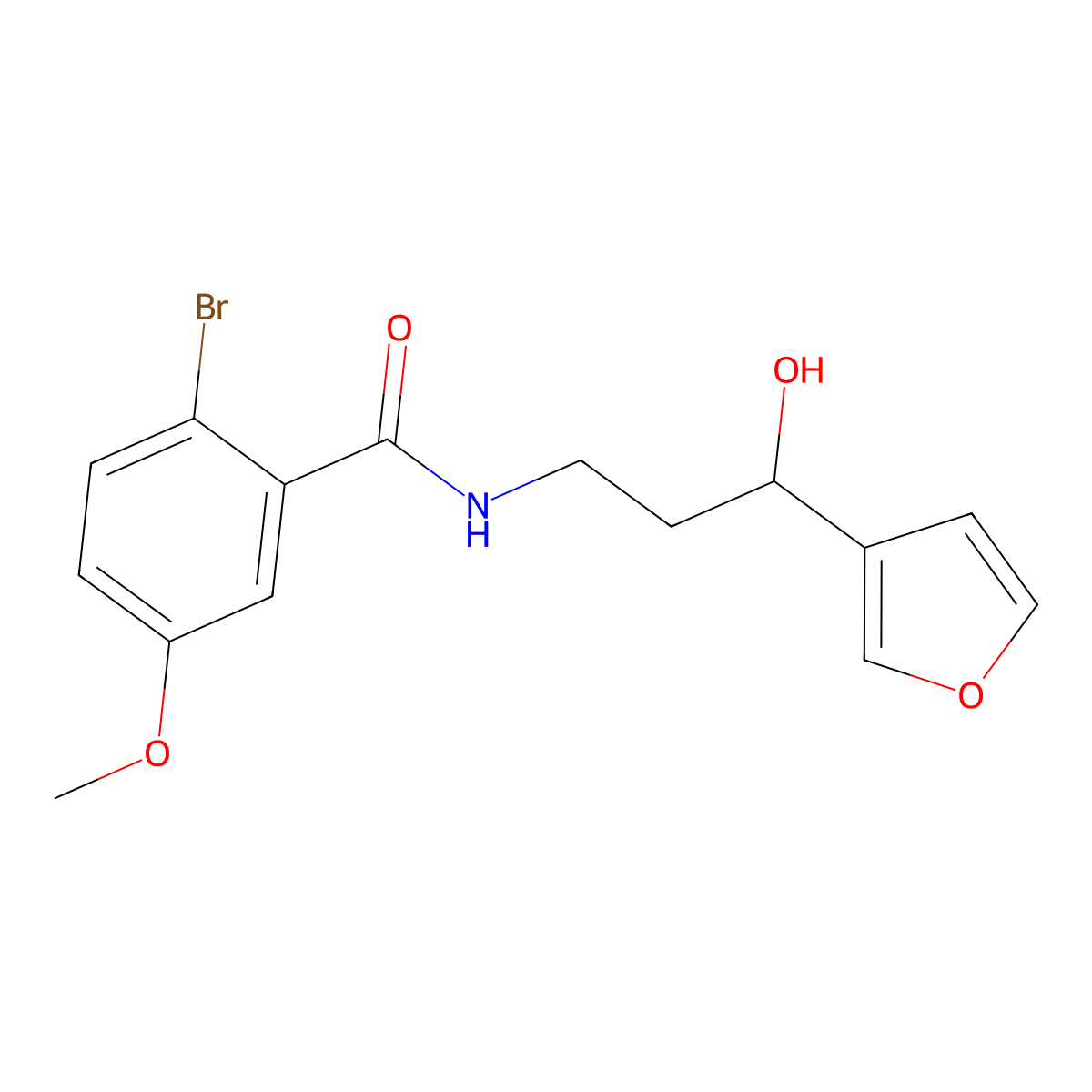 2-Bromo-N-[3-(furan-3-YL)-3-hydroxypropyl]-5-methoxybenzamide molecular structure, CAS 1428348-76-8