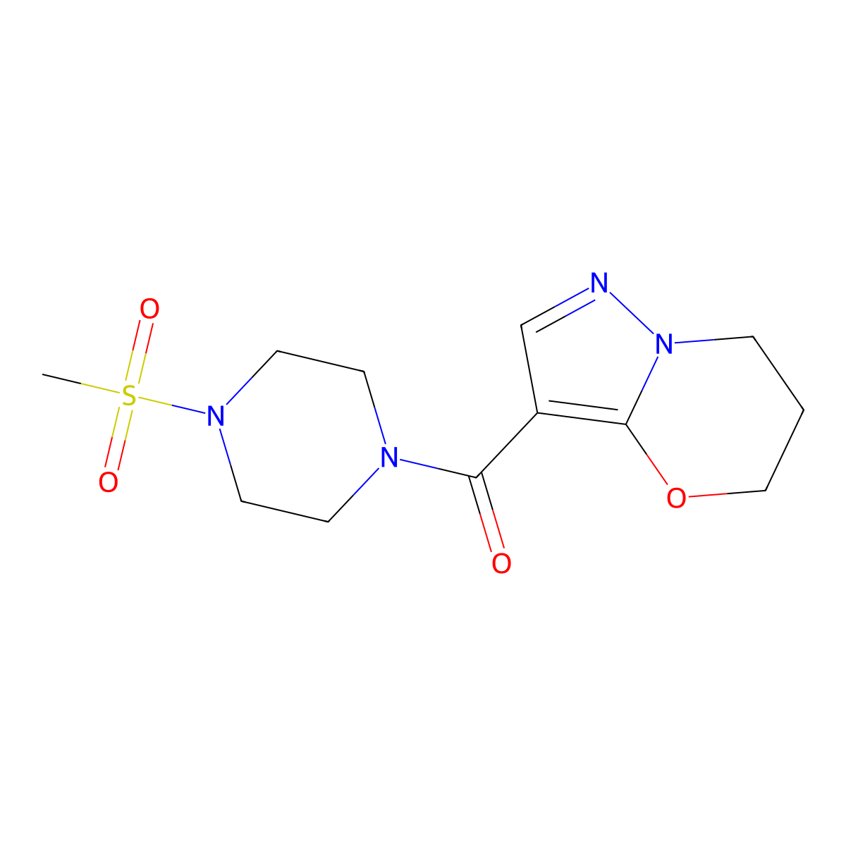 (6,7-dihydro-5H-pyrazolo[5,1-b][1,3]oxazin-3-yl)(4-(methylsulfonyl)piperazin-1-yl)methanone molecular structure, CAS 1428348-79-1