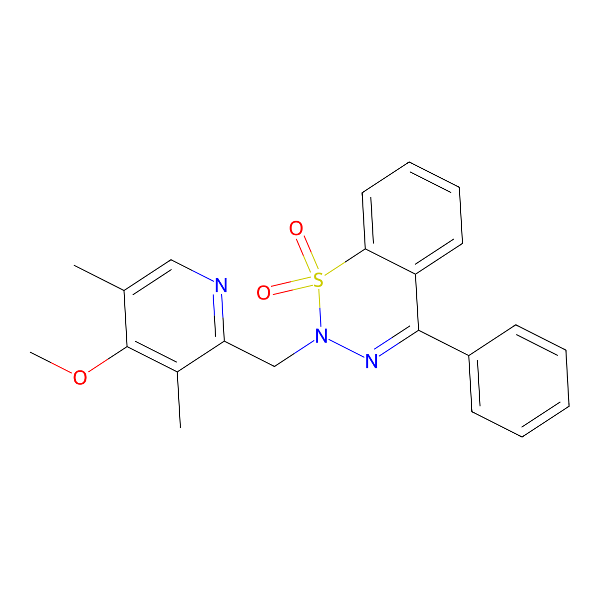 2-((4-methoxy-3,5-dimethylpyridin-2-yl)methyl)-4-phenyl-2H-benzo[e][1,2,3]thiadiazine 1,1-dioxide molecular structure, CAS 1428348-82-6