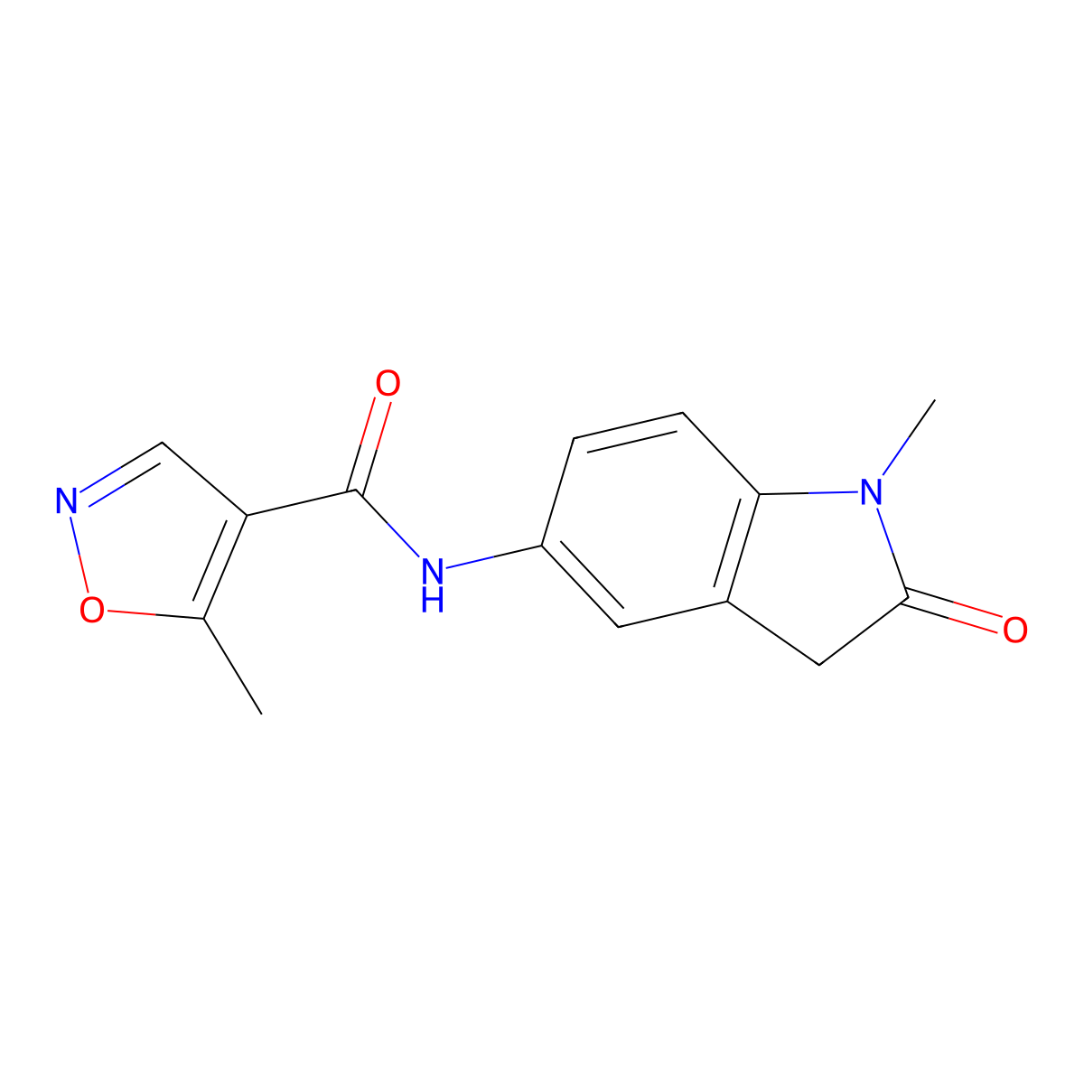 5-methyl-N-(1-methyl-2-oxoindolin-5-yl)isoxazole-4-carboxamide molecular structure, CAS 1428348-90-6