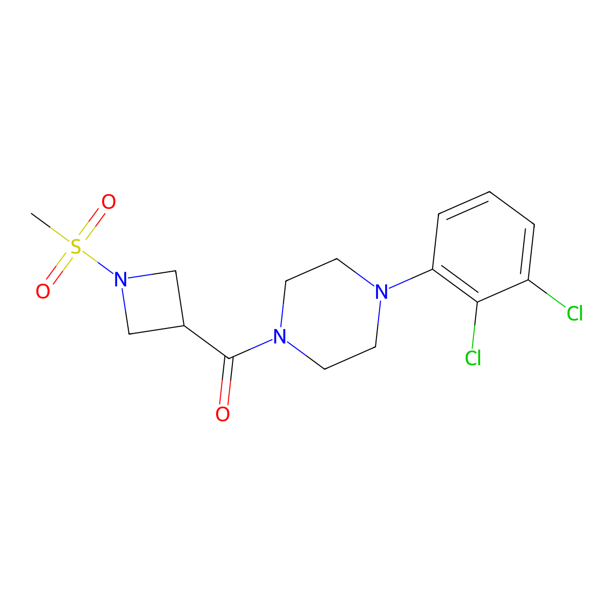 (4-(2,3-Dichlorophenyl)piperazin-1-yl)(1-(methylsulfonyl)azetidin-3-yl)methanone molecular structure, CAS 1428348-93-9