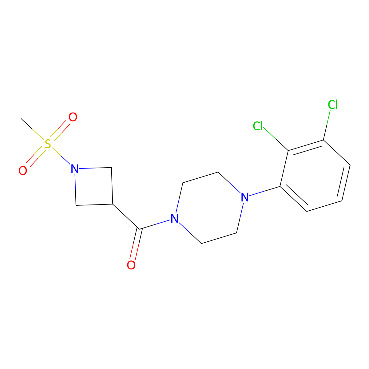 (4-(2,3-Dichlorophenyl)piperazin-1-yl)(1-(methylsulfonyl)azetidin-3-yl)methanone molecular structure, CAS 1428348-93-9