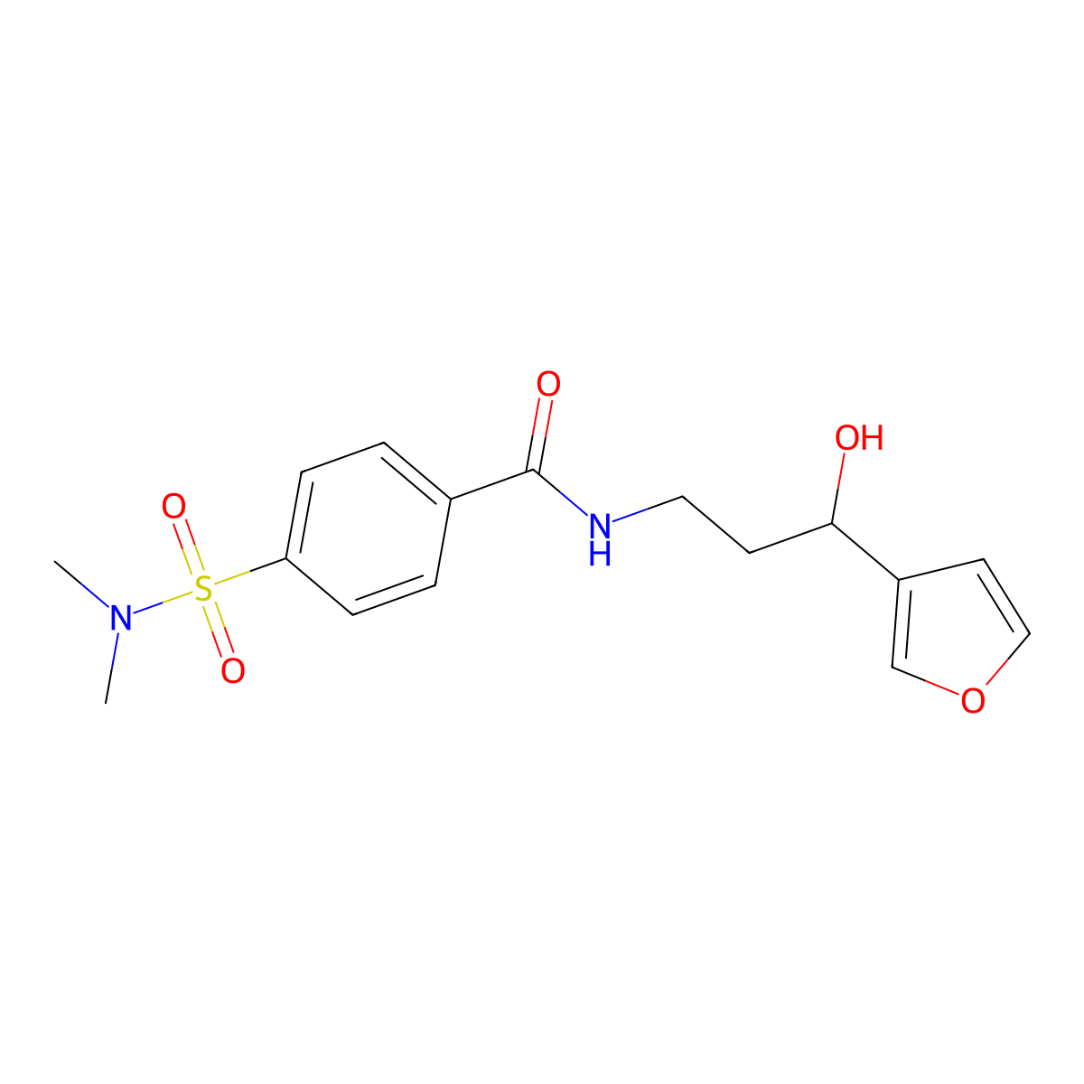 4-(N,N-dimethylsulfamoyl)-N-(3-(furan-3-yl)-3-hydroxypropyl)benzamide molecular structure, CAS 1428348-95-1