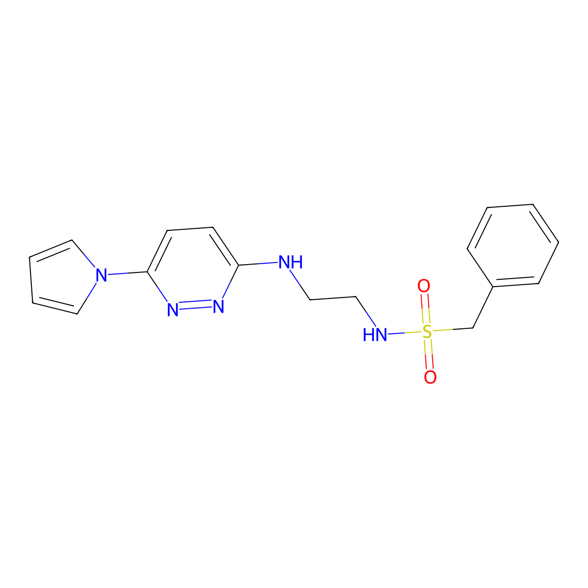 N-(2-((6-(1H-pyrrol-1-yl)pyridazin-3-yl)amino)ethyl)-1-phenylmethanesulfonamide molecular structure, CAS 1428348-99-5