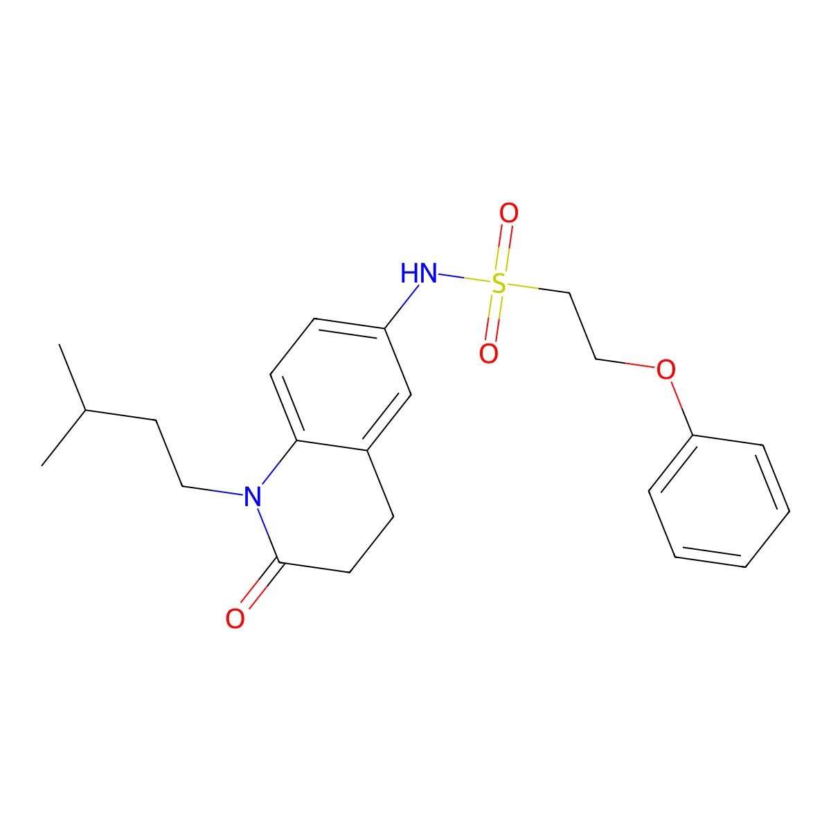 N-(1-isopentyl-2-oxo-1,2,3,4-tetrahydroquinolin-6-yl)-2-phenoxyethanesulfonamide molecular structure, CAS 1428349-00-1