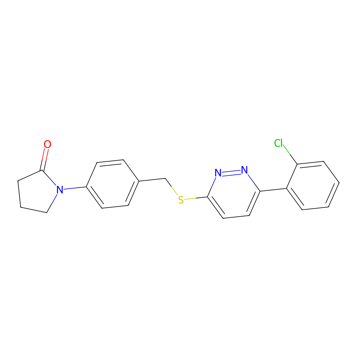 1-(4-(((6-(2-Chlorophenyl)pyridazin-3-yl)thio)methyl)phenyl)pyrrolidin-2-one molecular structure, CAS 1428349-02-3