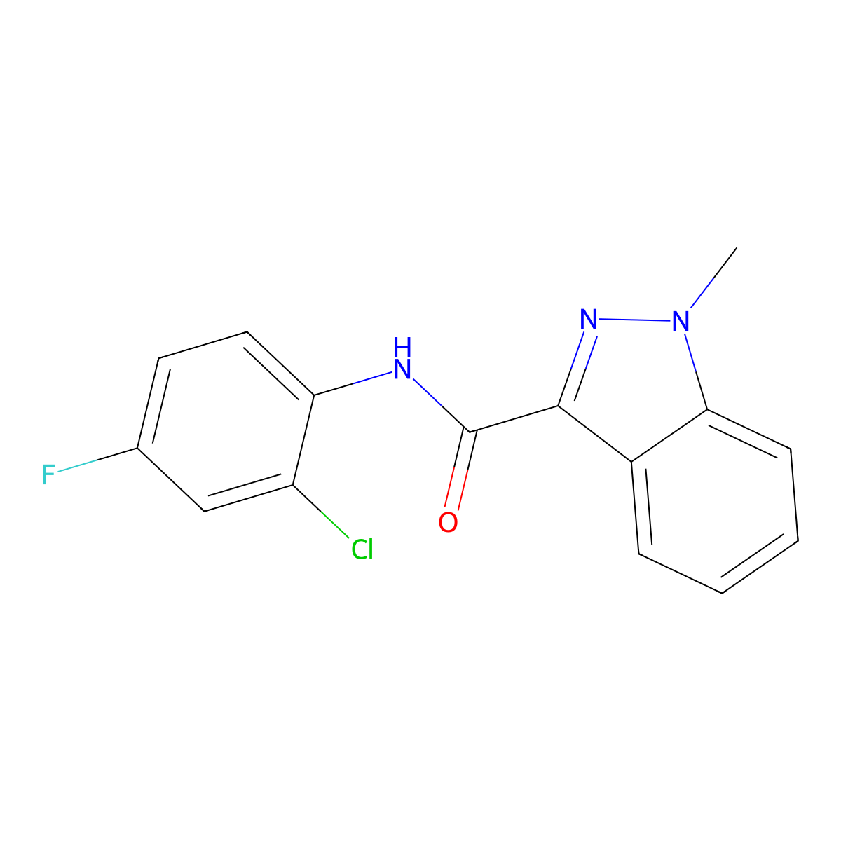 N-(2-chloro-4-fluorophenyl)-1-methyl-1H-indazole-3-carboxamide molecular structure, CAS 1428349-12-5