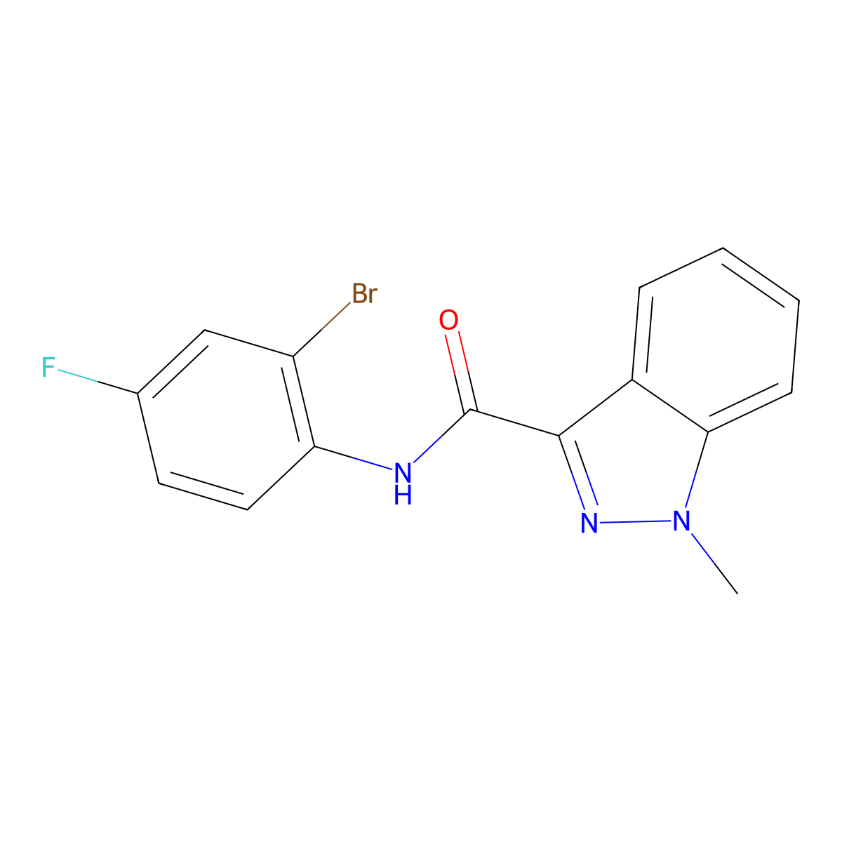 N-(2-bromo-4-fluorophenyl)-1-methyl-1H-indazole-3-carboxamide molecular structure, CAS 1428349-21-6