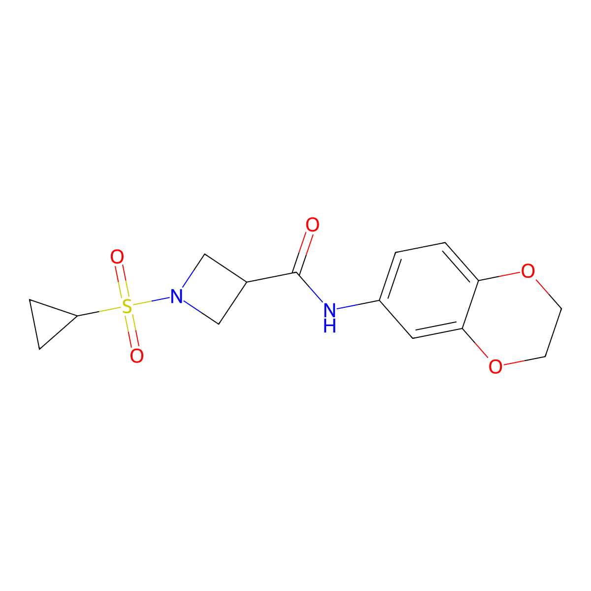 1-(cyclopropylsulfonyl)-N-(2,3-dihydrobenzo[b][1,4]dioxin-6-yl)azetidine-3-carboxamide molecular structure, CAS 1428349-27-2