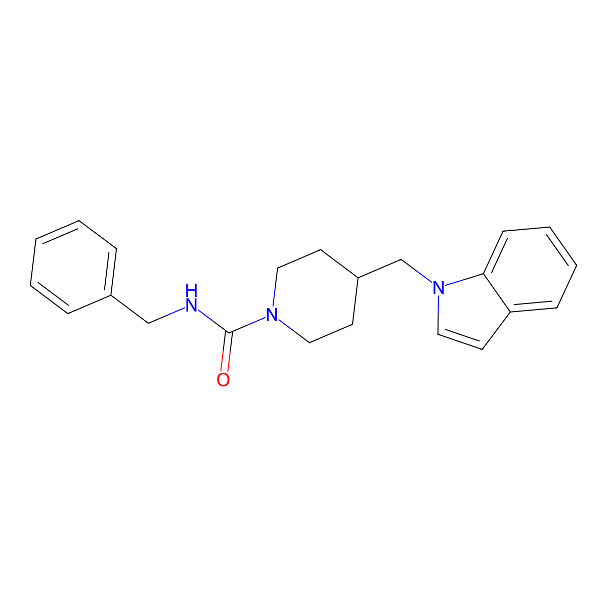 4-((1H-indol-1-yl)methyl)-N-benzylpiperidine-1-carboxamide molecular structure, CAS 1428349-28-3