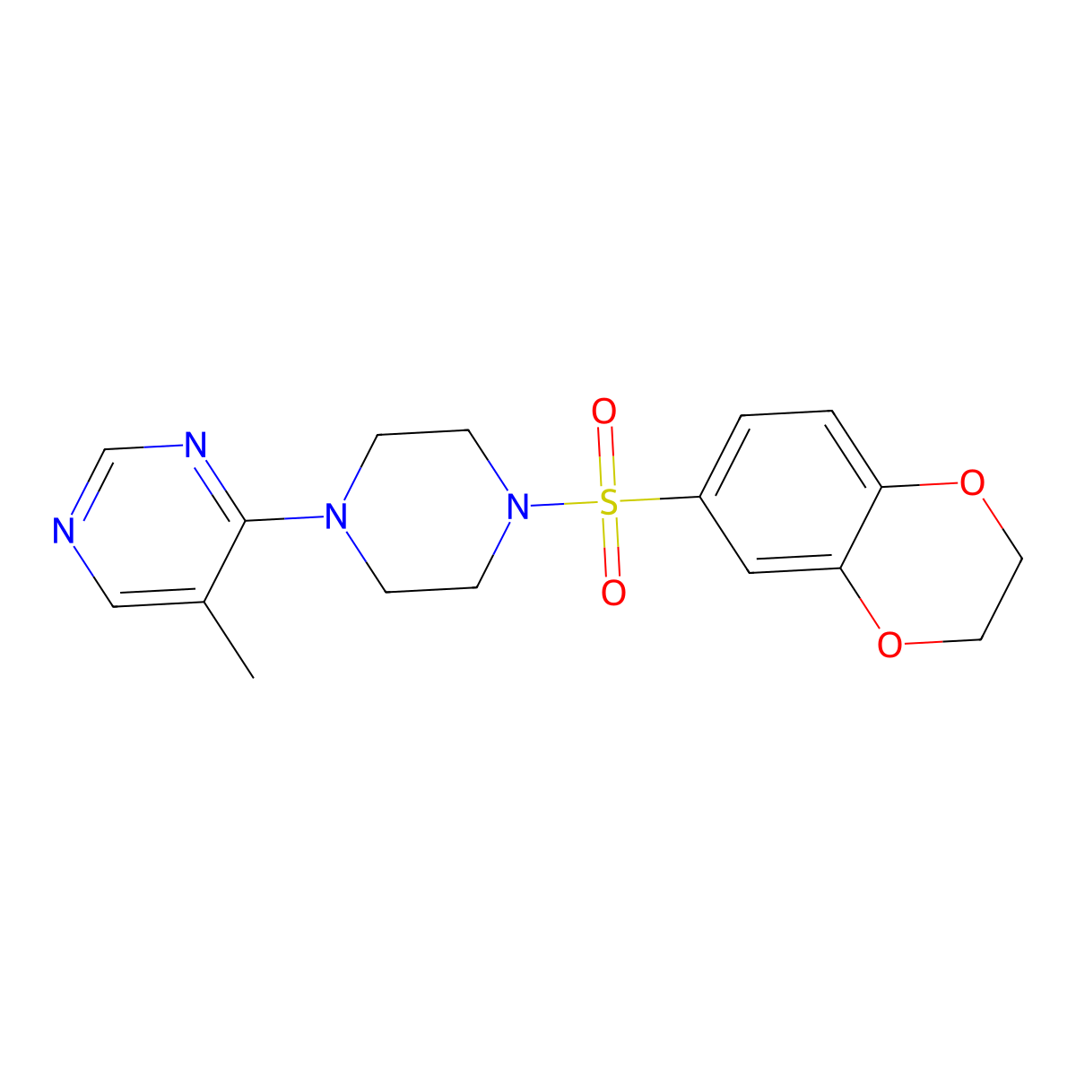 4-(4-((2,3-Dihydrobenzo[b][1,4]dioxin-6-yl)sulfonyl)piperazin-1-yl)-5-methylpyrimidine molecular structure, CAS 1428349-34-1