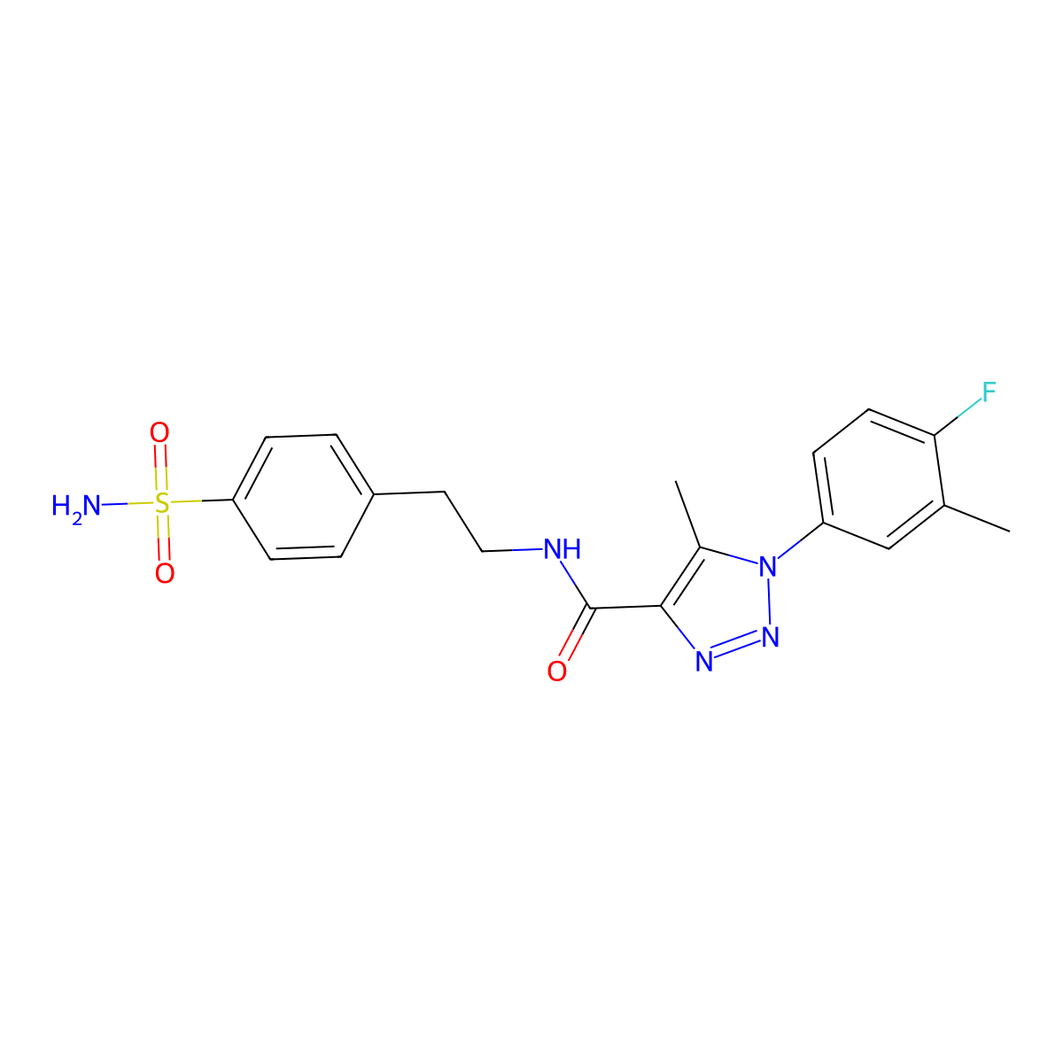 1-(4-fluoro-3-methylphenyl)-5-methyl-N-(4-sulfamoylphenethyl)-1H-1,2,3-triazole-4-carboxamide molecular structure, CAS 1428349-38-5