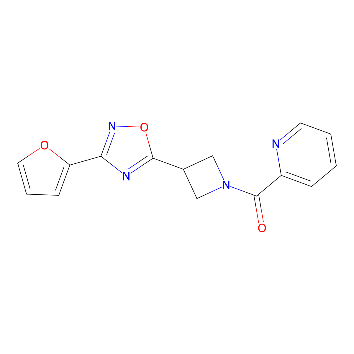 (3-(3-(Furan-2-yl)-1,2,4-oxadiazol-5-yl)azetidin-1-yl)(pyridin-2-yl)methanone molecular structure, CAS 1428349-52-3
