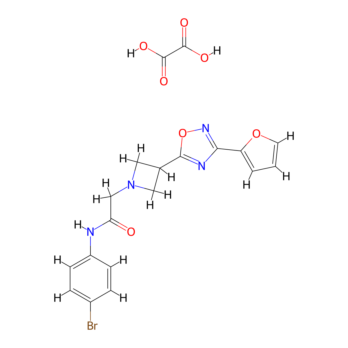 N-(4-bromophenyl)-2-(3-(3-(furan-2-yl)-1,2,4-oxadiazol-5-yl)azetidin-1-yl)acetamide oxalate molecular structure, CAS 1428349-65-8