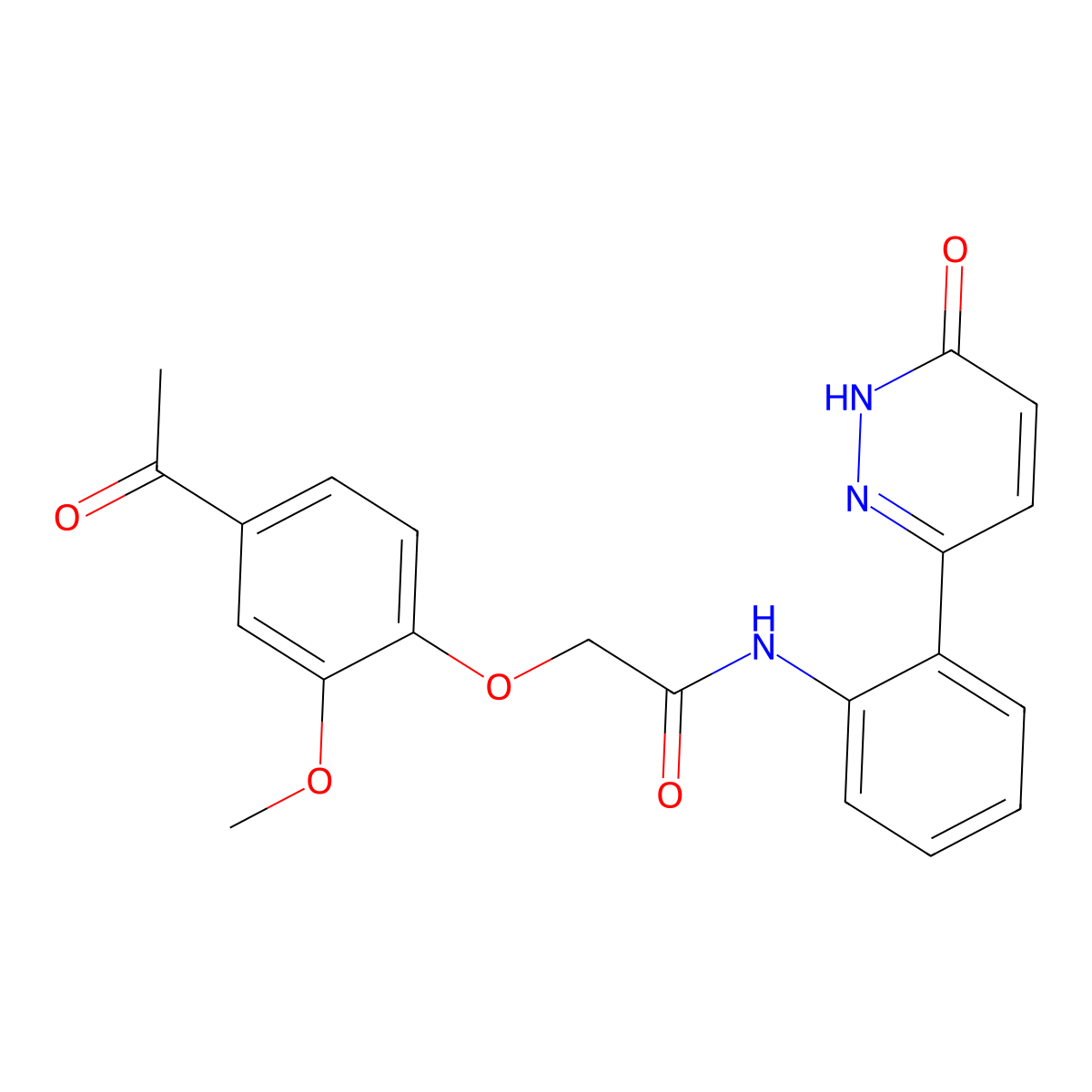 2-(4-acetyl-2-methoxyphenoxy)-N-(2-(6-oxo-1,6-dihydropyridazin-3-yl)phenyl)acetamide molecular structure, CAS 1428349-66-9