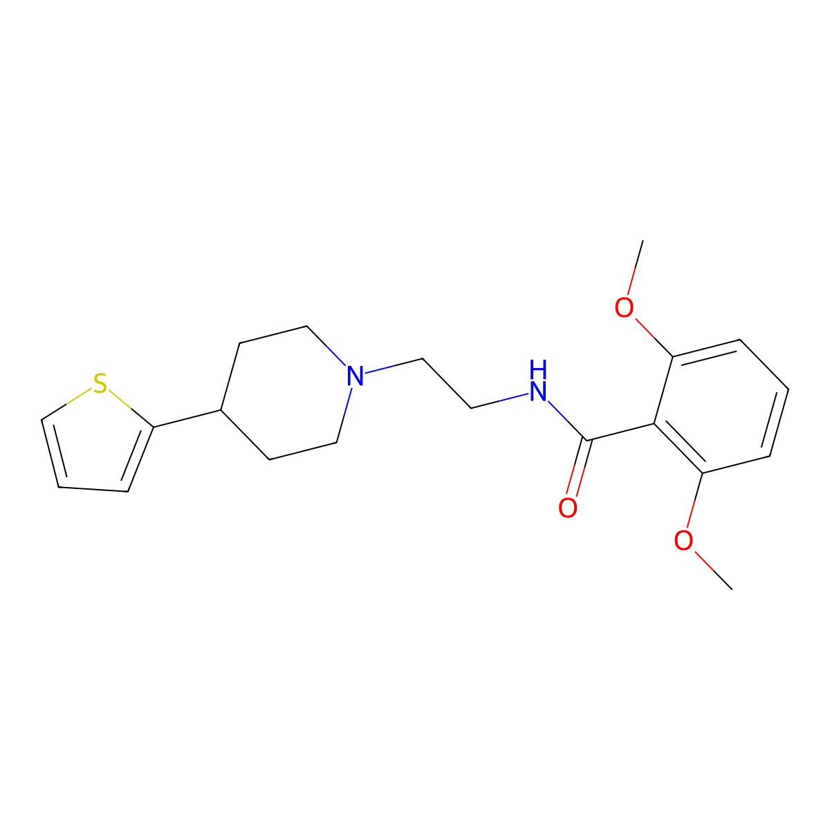 2,6-Dimethoxy-N-{2-[4-(thiophen-2-YL)piperidin-1-YL]ethyl}benzamide molecular structure, CAS 1428349-69-2