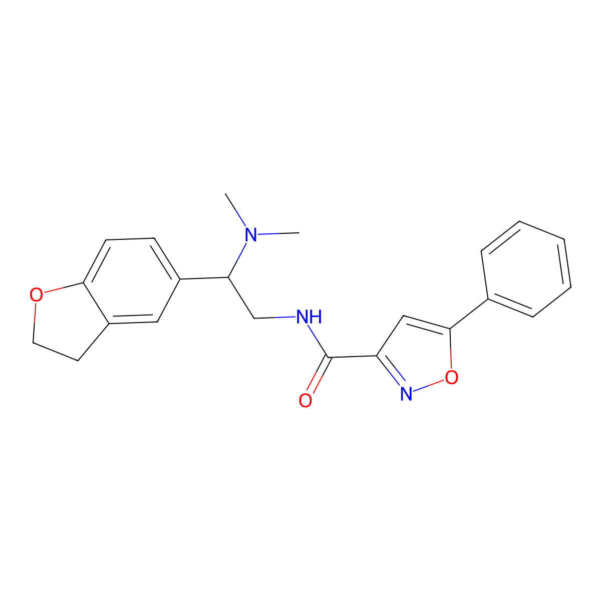 N-(2-(2,3-dihydrobenzofuran-5-yl)-2-(dimethylamino)ethyl)-5-phenylisoxazole-3-carboxamide molecular structure, CAS 1428349-70-5