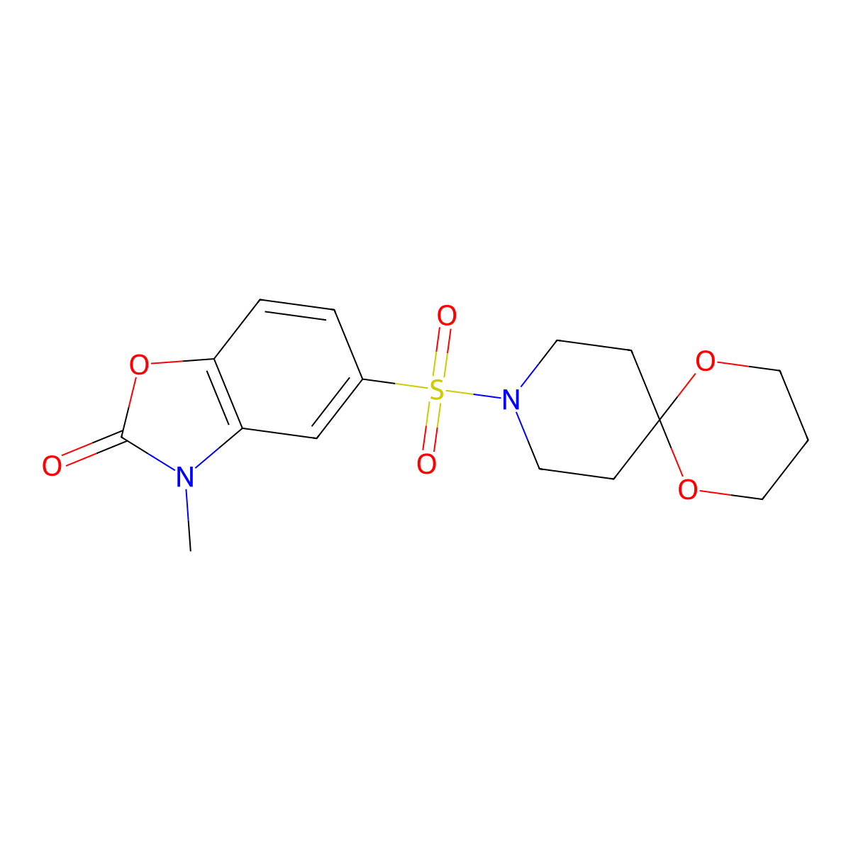 5-(1,5-dioxa-9-azaspiro[5.5]undecan-9-ylsulfonyl)-3-methylbenzo[d]oxazol-2(3H)-one molecular structure, CAS 1428349-71-6