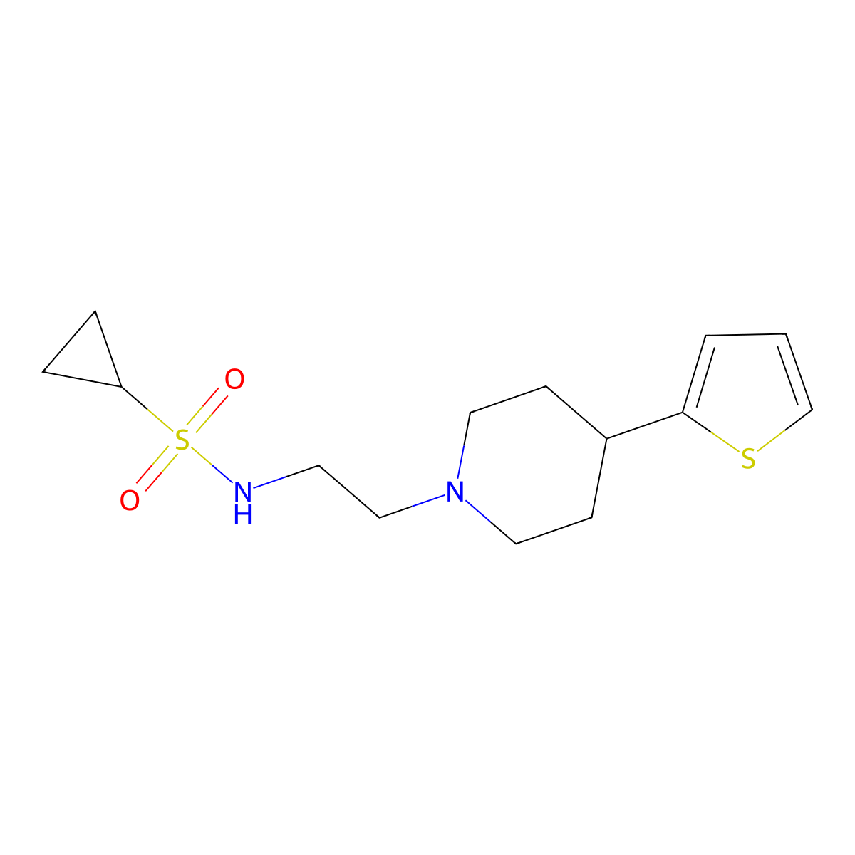 N-{2-[4-(Thiophen-2-YL)piperidin-1-YL]ethyl}cyclopropanesulfonamide molecular structure, CAS 1428349-78-3