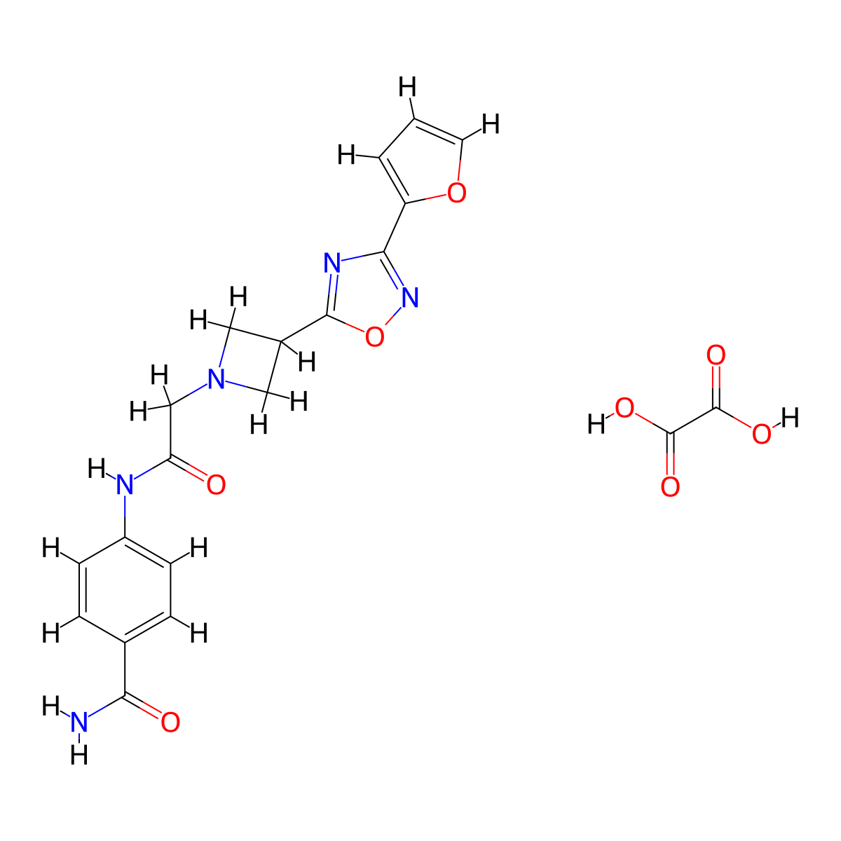 4-(2-(3-(3-(Furan-2-yl)-1,2,4-oxadiazol-5-yl)azetidin-1-yl)acetamido)benzamide oxalate molecular structure, CAS 1428349-84-1