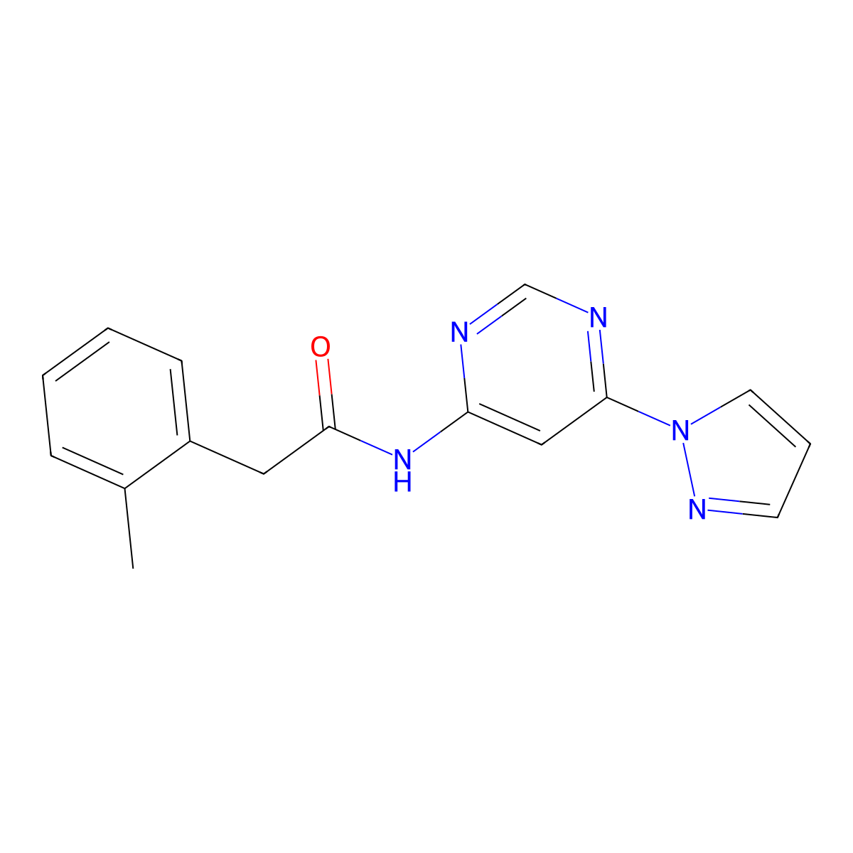 N-(6-(1H-pyrazol-1-yl)pyrimidin-4-yl)-2-(o-tolyl)acetamide molecular structure, CAS 1428349-89-6