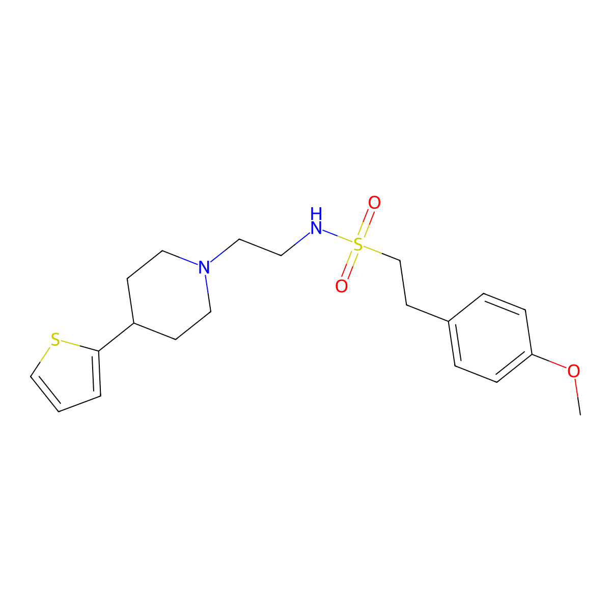 2-(4-methoxyphenyl)-N-(2-(4-(thiophen-2-yl)piperidin-1-yl)ethyl)ethanesulfonamide molecular structure, CAS 1428349-91-0