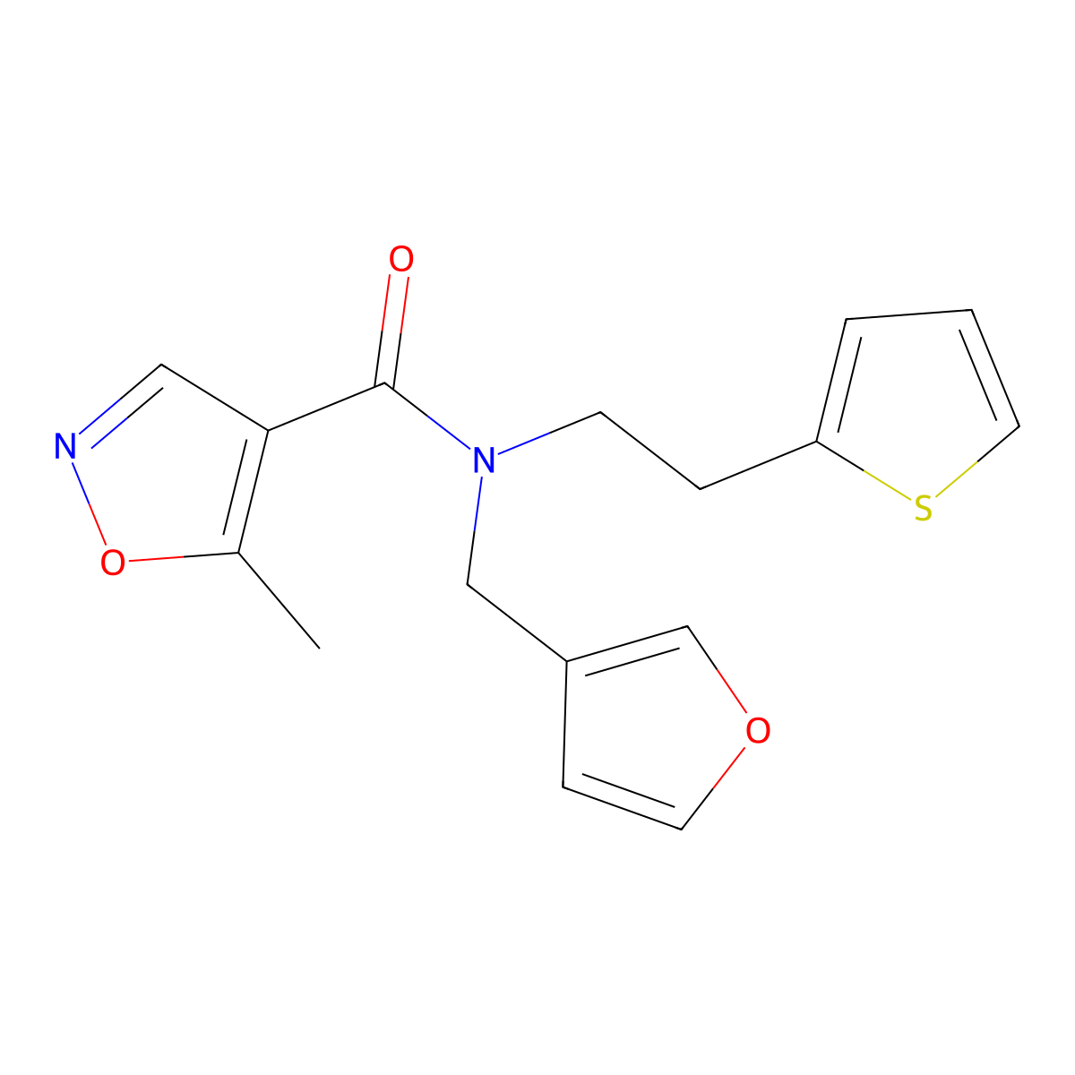 N-(furan-3-ylmethyl)-5-methyl-N-(2-(thiophen-2-yl)ethyl)isoxazole-4-carboxamide molecular structure, CAS 1428349-95-4