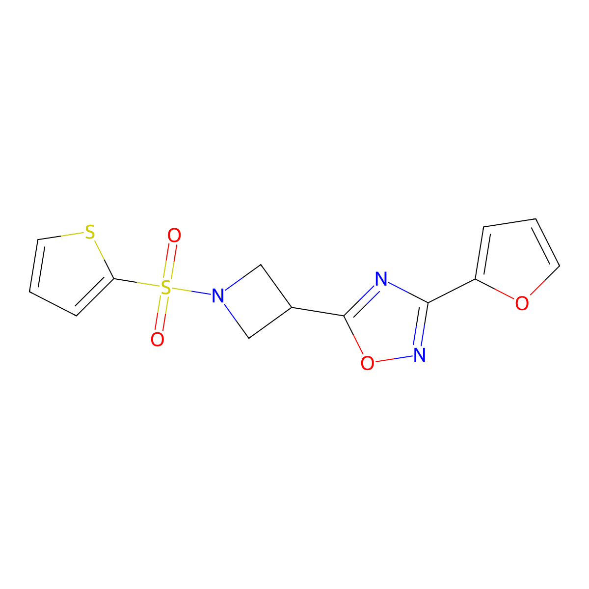 3-(Furan-2-yl)-5-(1-(thiophen-2-ylsulfonyl)azetidin-3-yl)-1,2,4-oxadiazole molecular structure, CAS 1428349-97-6