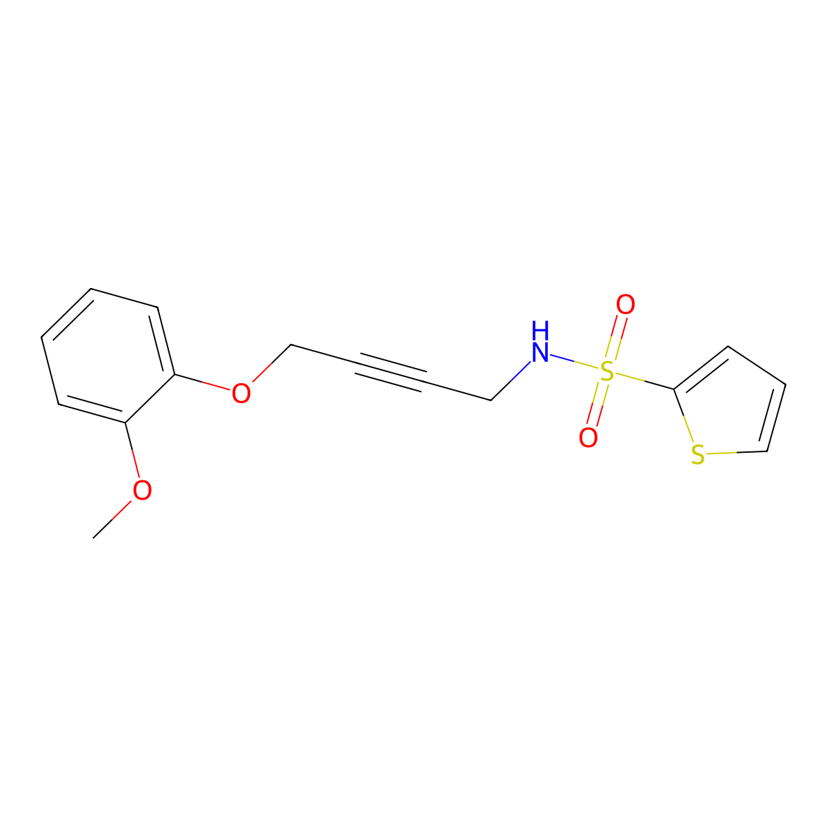 N-[4-(2-Methoxyphenoxy)but-2-YN-1-YL]thiophene-2-sulfonamide molecular structure, CAS 1428349-99-8