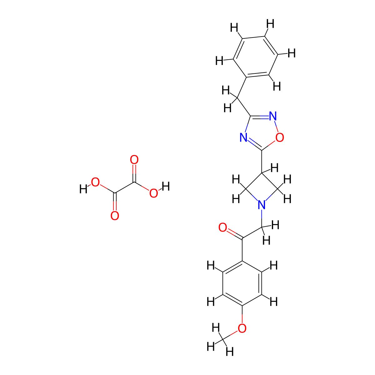 2-(3-(3-Benzyl-1,2,4-oxadiazol-5-yl)azetidin-1-yl)-1-(4-methoxyphenyl)ethanone oxalate molecular structure, CAS 1428350-01-9