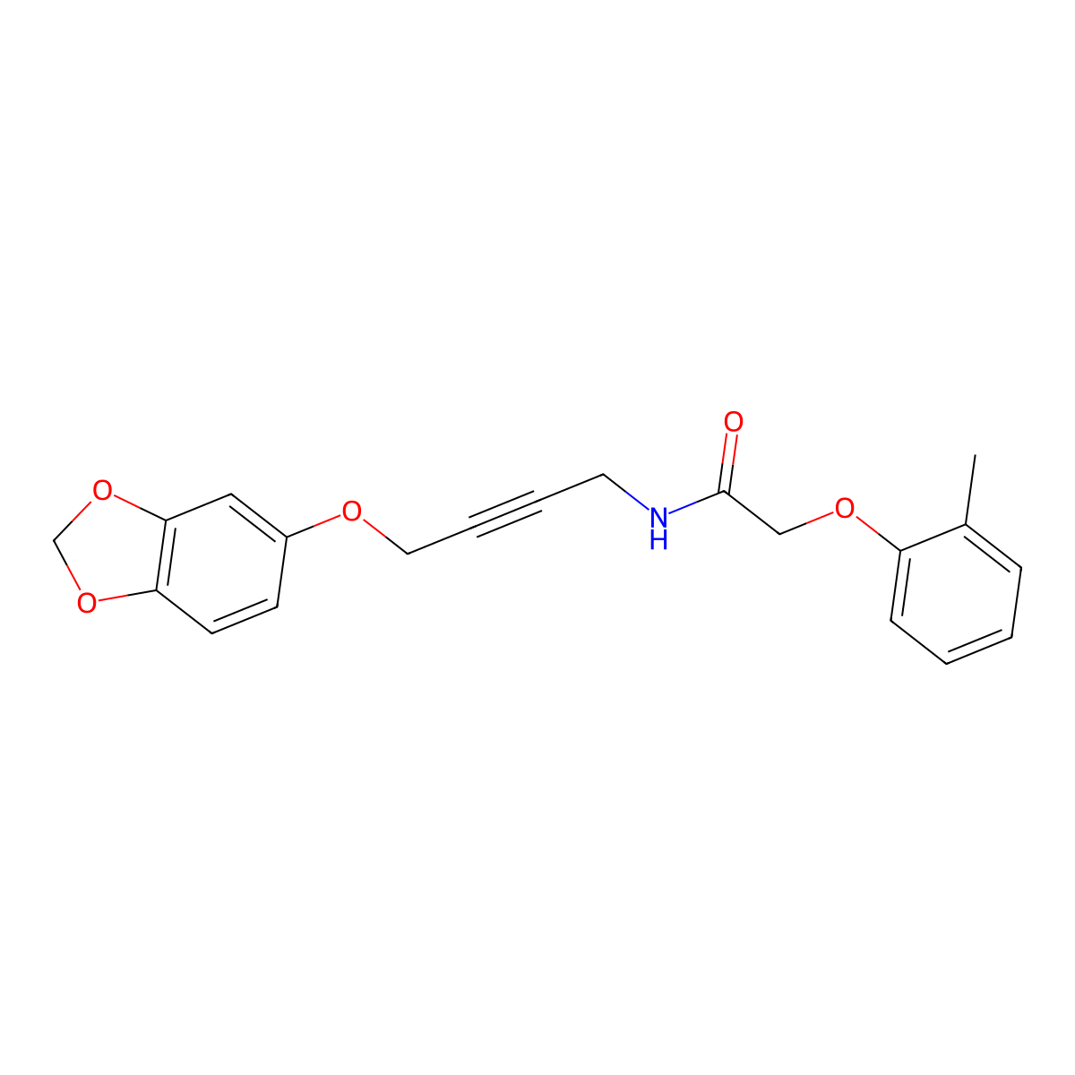 N-(4-(benzo[d][1,3]dioxol-5-yloxy)but-2-yn-1-yl)-2-(o-tolyloxy)acetamide molecular structure, CAS 1428350-06-4