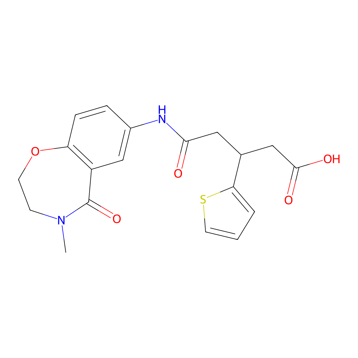 5-((4-Methyl-5-oxo-2,3,4,5-tetrahydrobenzo[f][1,4]oxazepin-7-yl)amino)-5-oxo-3-(thiophen-2-yl)pentanoic acid molecular structure, CAS 1428350-07-5