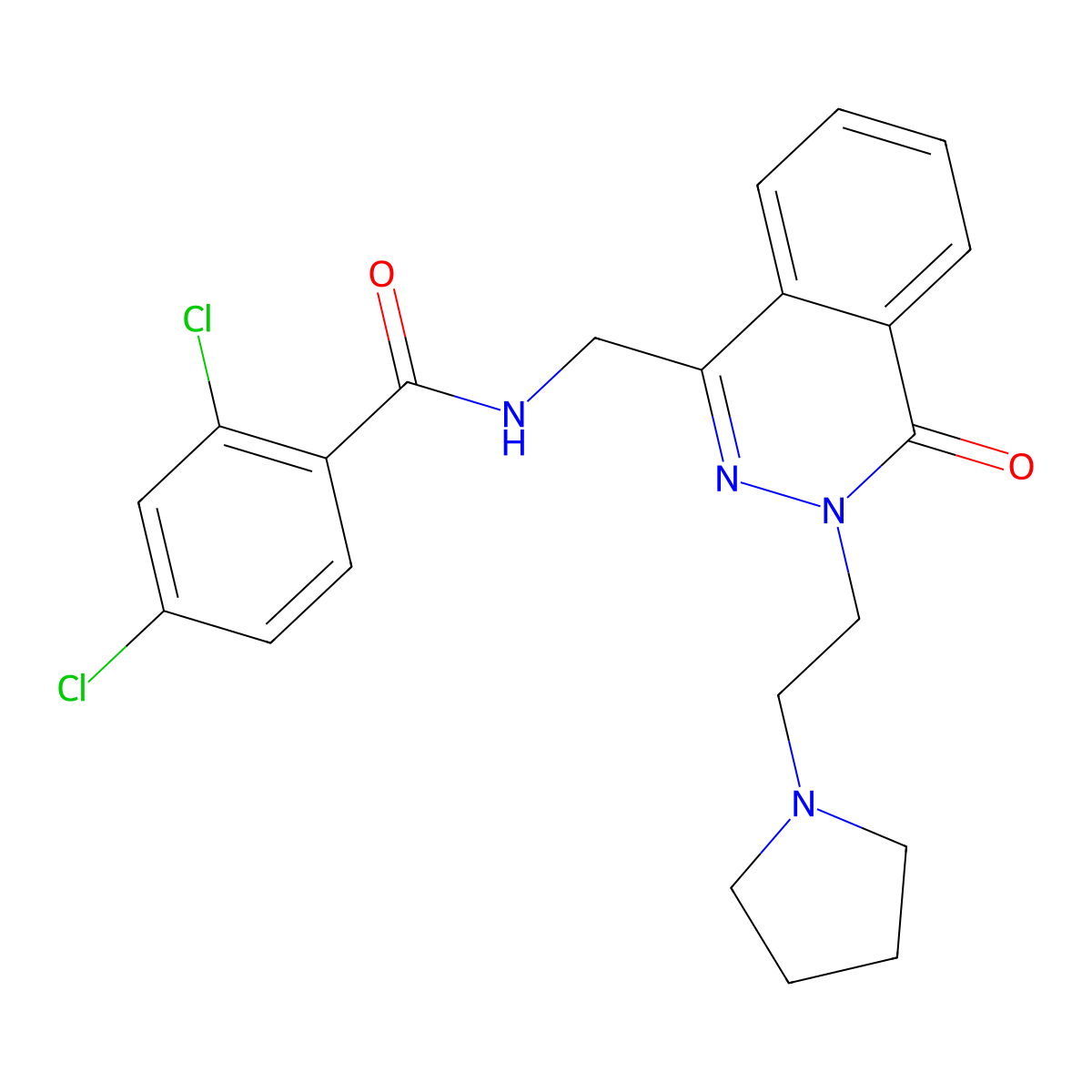 2,4-dichloro-N-({4-oxo-3-[2-(pyrrolidin-1-yl)ethyl]-3,4-dihydrophthalazin-1-yl}methyl)benzamide molecular structure, CAS 1428350-15-5