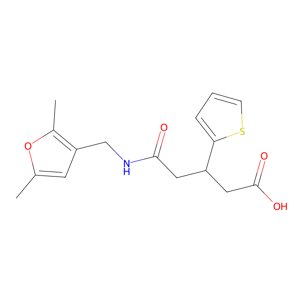 5-(((2,5-Dimethylfuran-3-yl)methyl)amino)-5-oxo-3-(thiophen-2-yl)pentanoic acid molecular structure, CAS 1428350-19-9