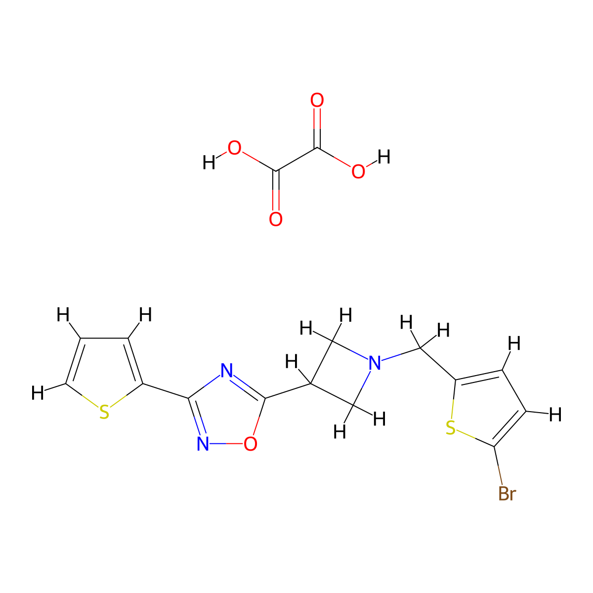5-(1-((5-Bromothiophen-2-yl)methyl)azetidin-3-yl)-3-(thiophen-2-yl)-1,2,4-oxadiazole oxalate molecular structure, CAS 1428350-25-7