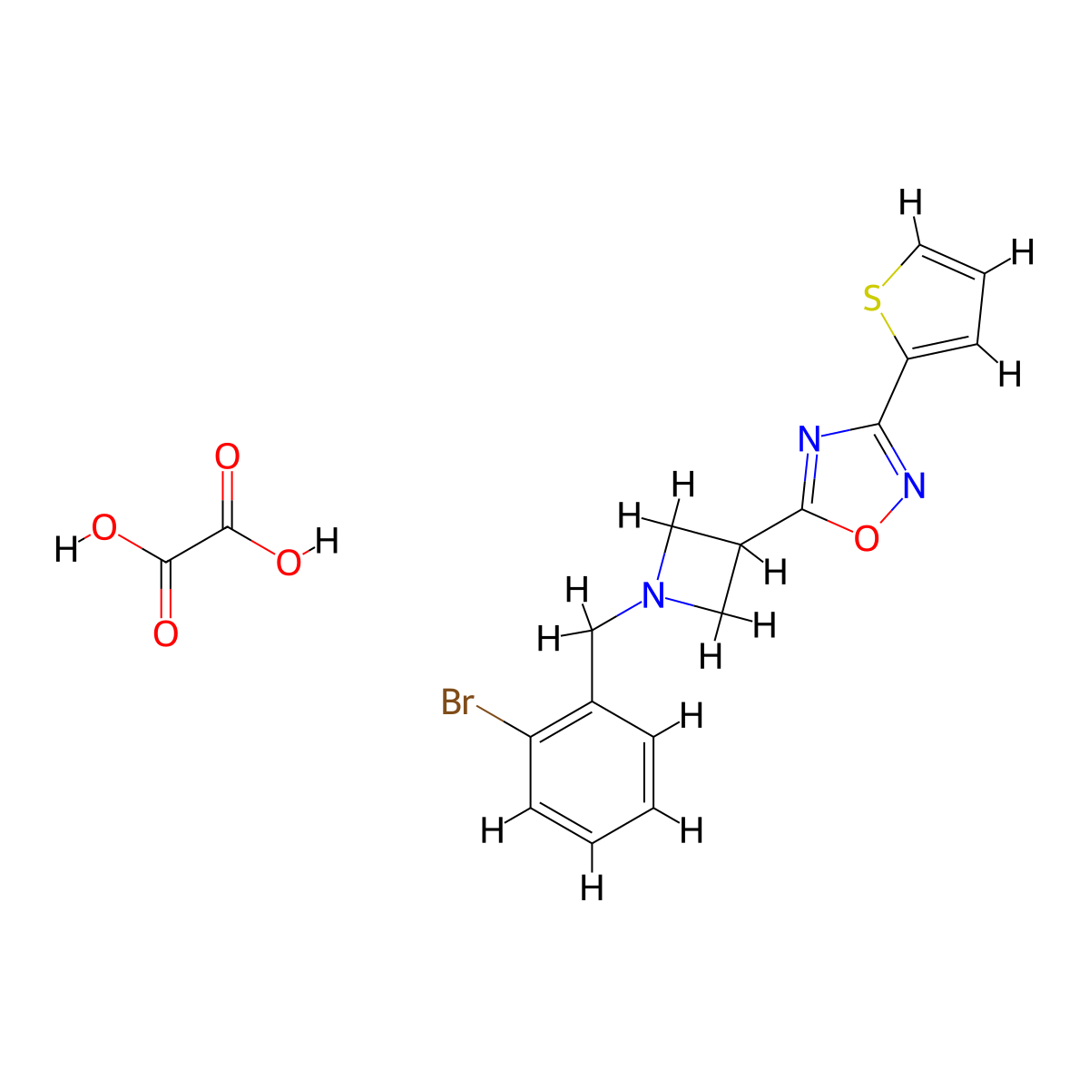 5-(1-(2-Bromobenzyl)azetidin-3-yl)-3-(thiophen-2-yl)-1,2,4-oxadiazole oxalate molecular structure, CAS 1428350-28-0