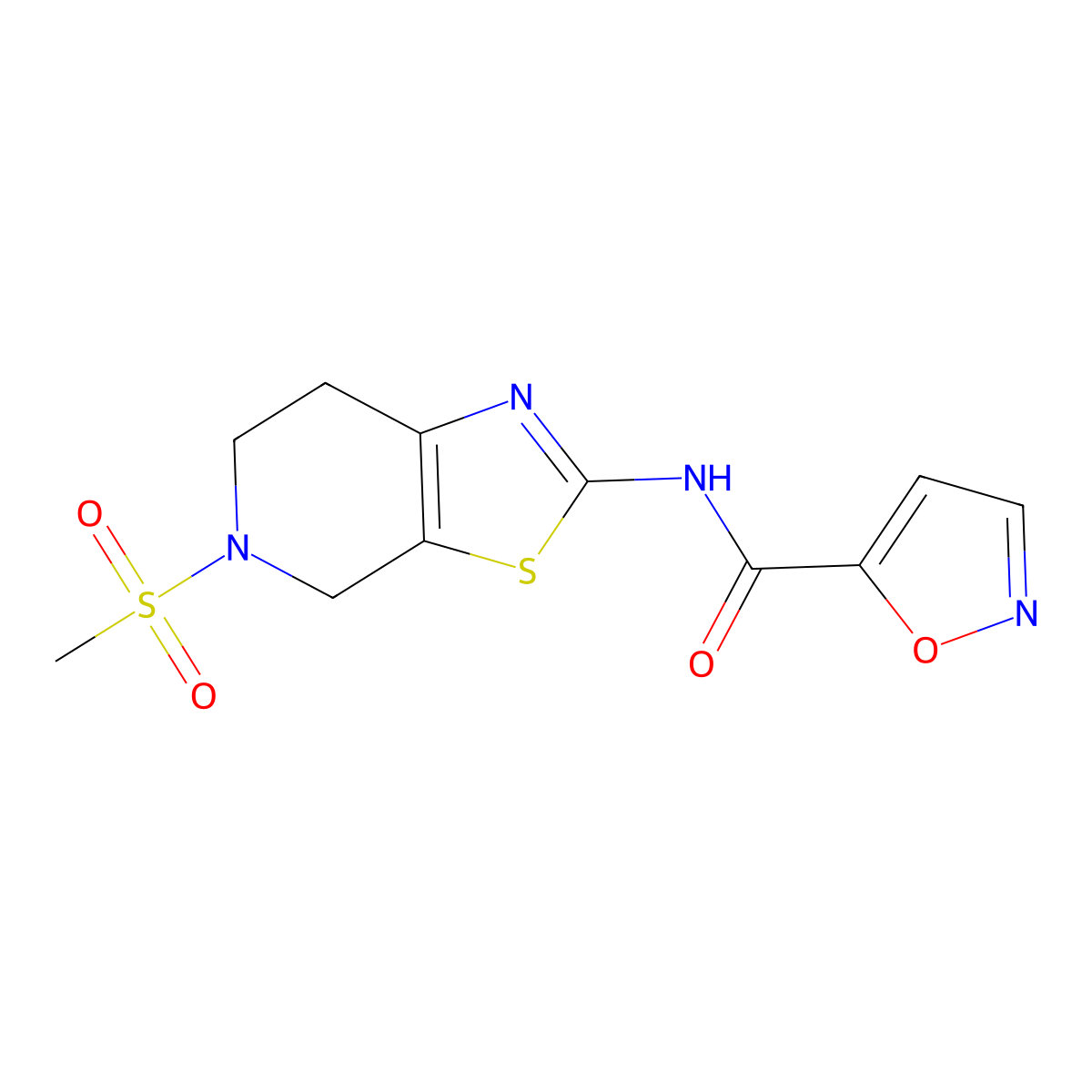 N-(5-(methylsulfonyl)-4,5,6,7-tetrahydrothiazolo[5,4-c]pyridin-2-yl)isoxazole-5-carboxamide molecular structure, CAS 1428350-34-8