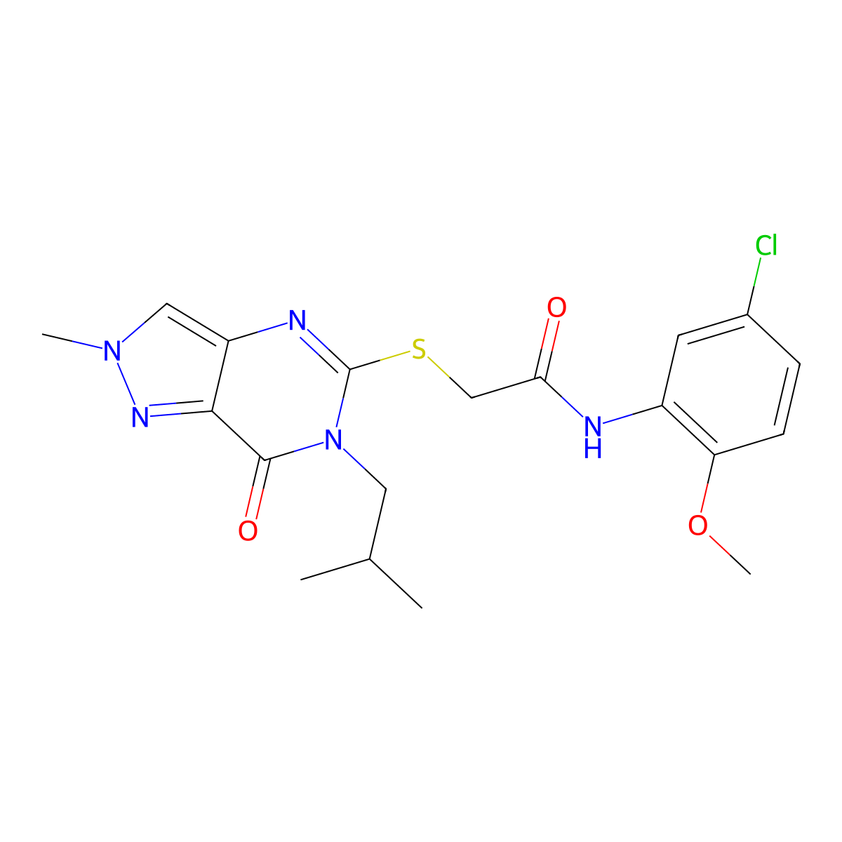 N-(5-chloro-2-methoxyphenyl)-2-((6-isobutyl-2-methyl-7-oxo-6,7-dihydro-2H-pyrazolo[4,3-d]pyrimidin-5-yl)thio)acetamide molecular structure, CAS 1428350-38-2