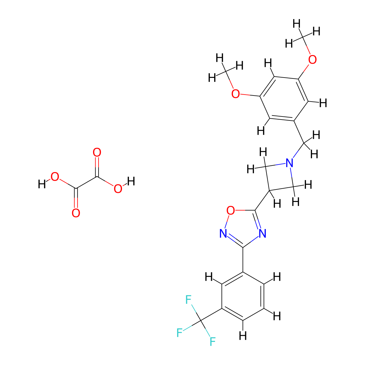 5-(1-(3,5-Dimethoxybenzyl)azetidin-3-yl)-3-(3-(trifluoromethyl)phenyl)-1,2,4-oxadiazole oxalate molecular structure, CAS 1428350-39-3