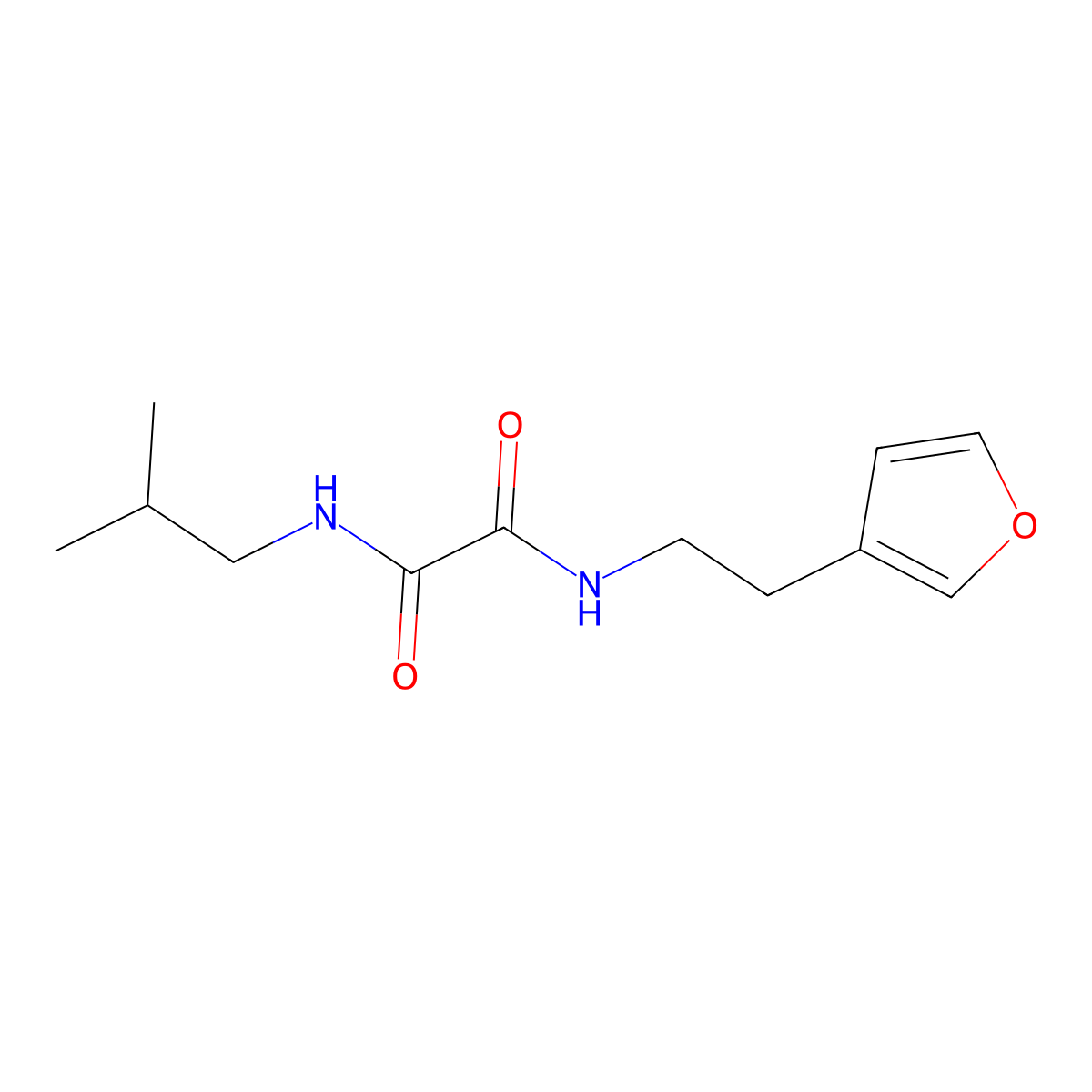 N1-(2-(furan-3-yl)ethyl)-N2-isobutyloxalamide molecular structure, CAS 1428350-42-8