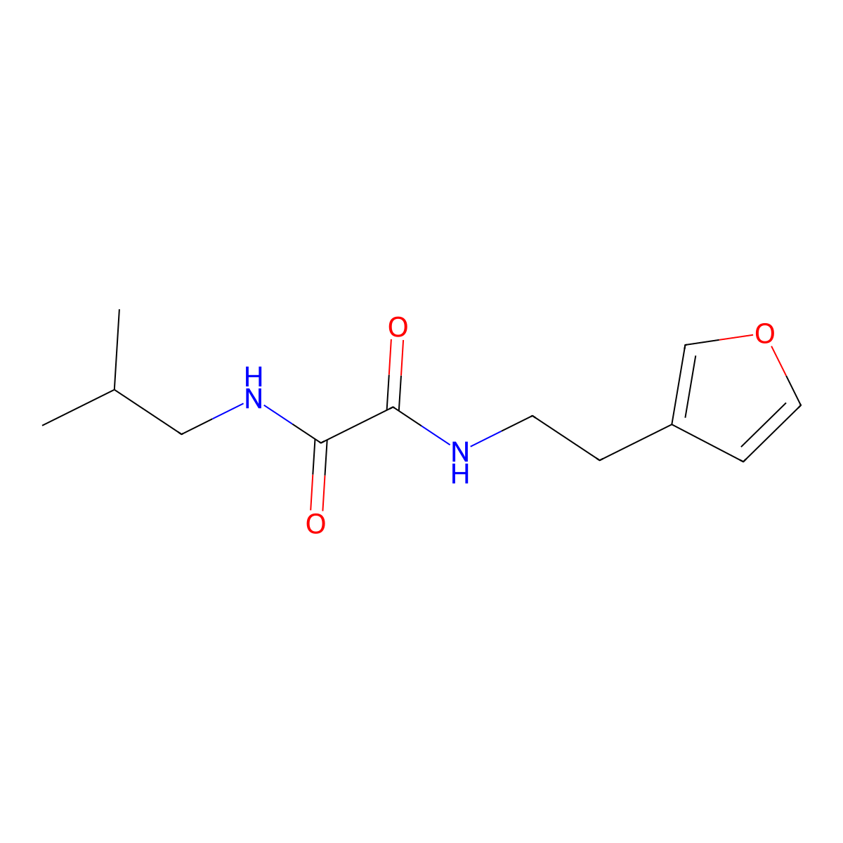 N1-(2-(furan-3-yl)ethyl)-N2-isobutyloxalamide molecular structure, CAS 1428350-42-8